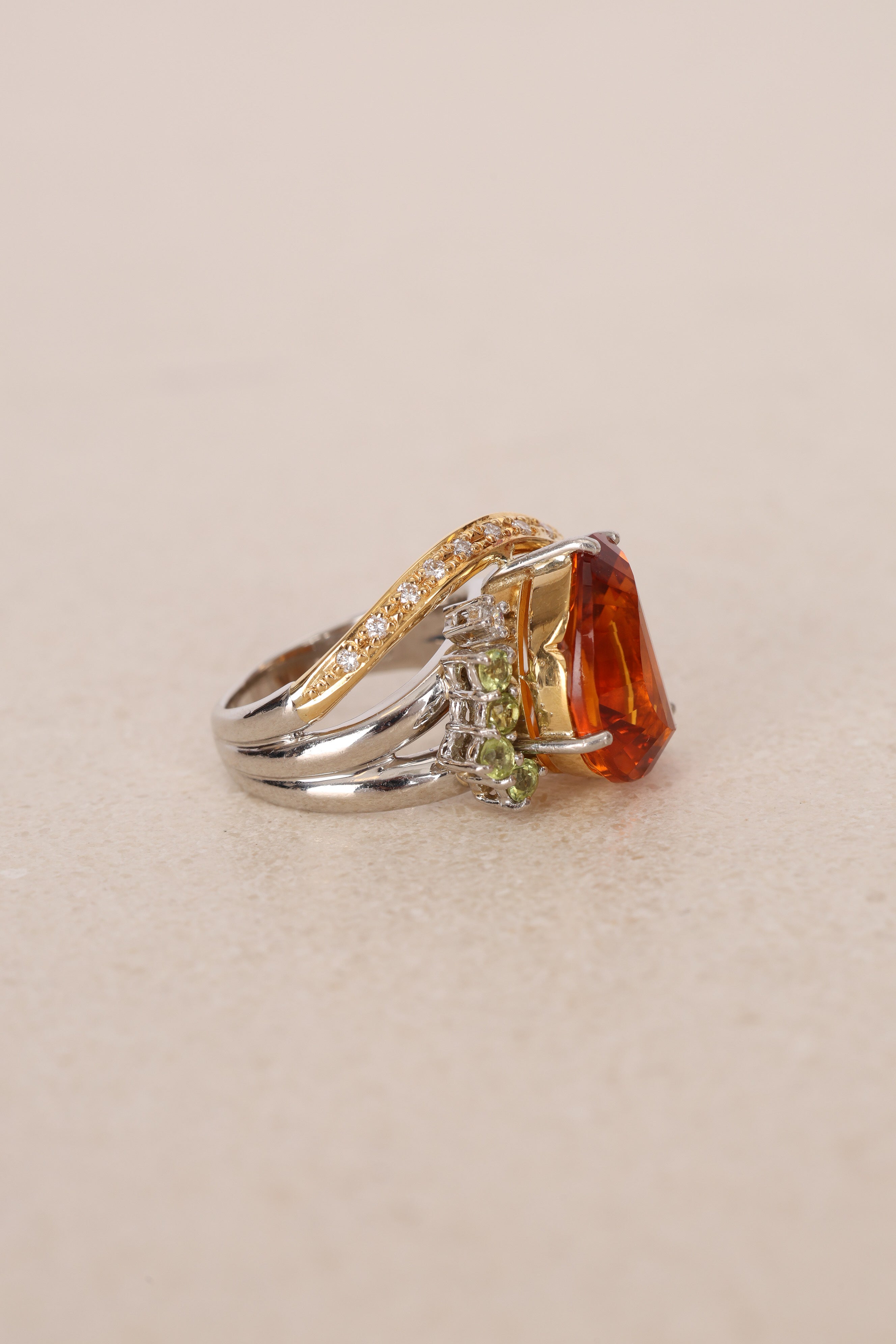 Citrine & Peridot Gold Diamond Ring