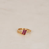 18K Yellow Gold Ruby Channel Ridge Ring, Size US 4.5