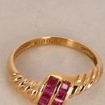 18K Yellow Gold Ruby Channel Ridge Ring, Size US 4.5