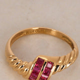 18K Yellow Gold Ruby Channel Ridge Ring, Size US 4.5