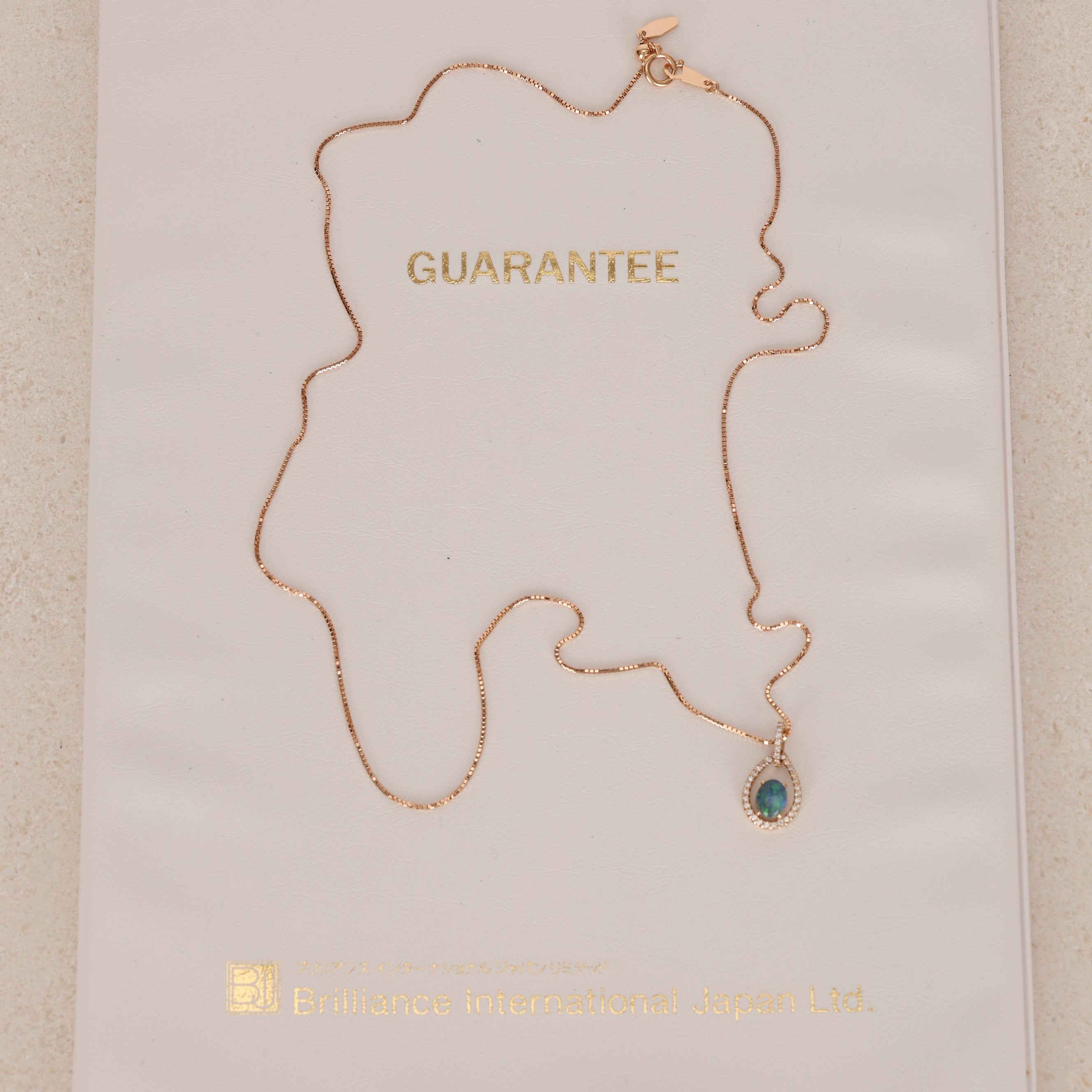 1990s 18K Rose Gold Opal and Diamond Pendant Necklace