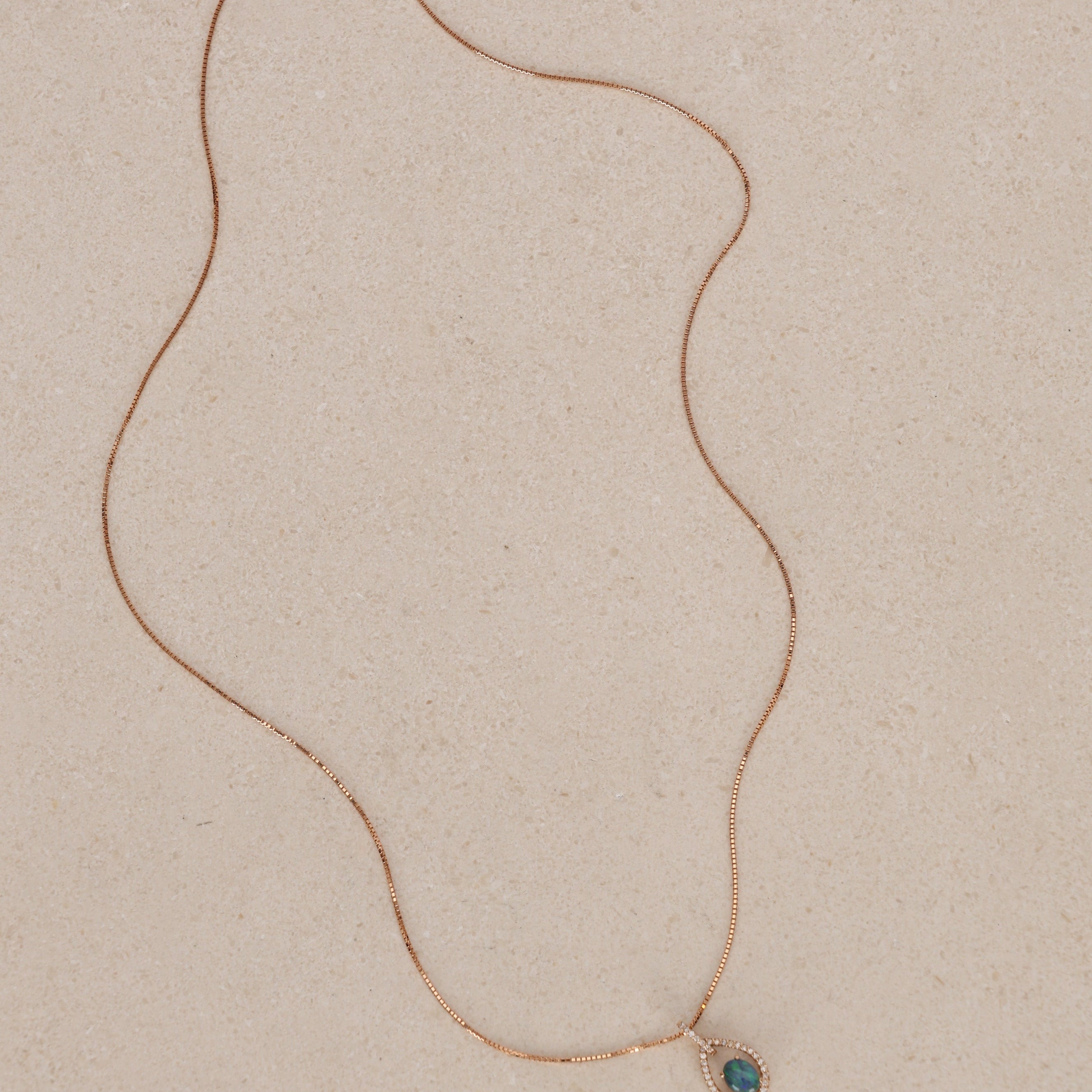 1990s 18K Rose Gold Opal and Diamond Pendant Necklace