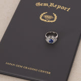 Pt900 Platinum Sapphire and Diamond Ballerina Ring, Size US 5