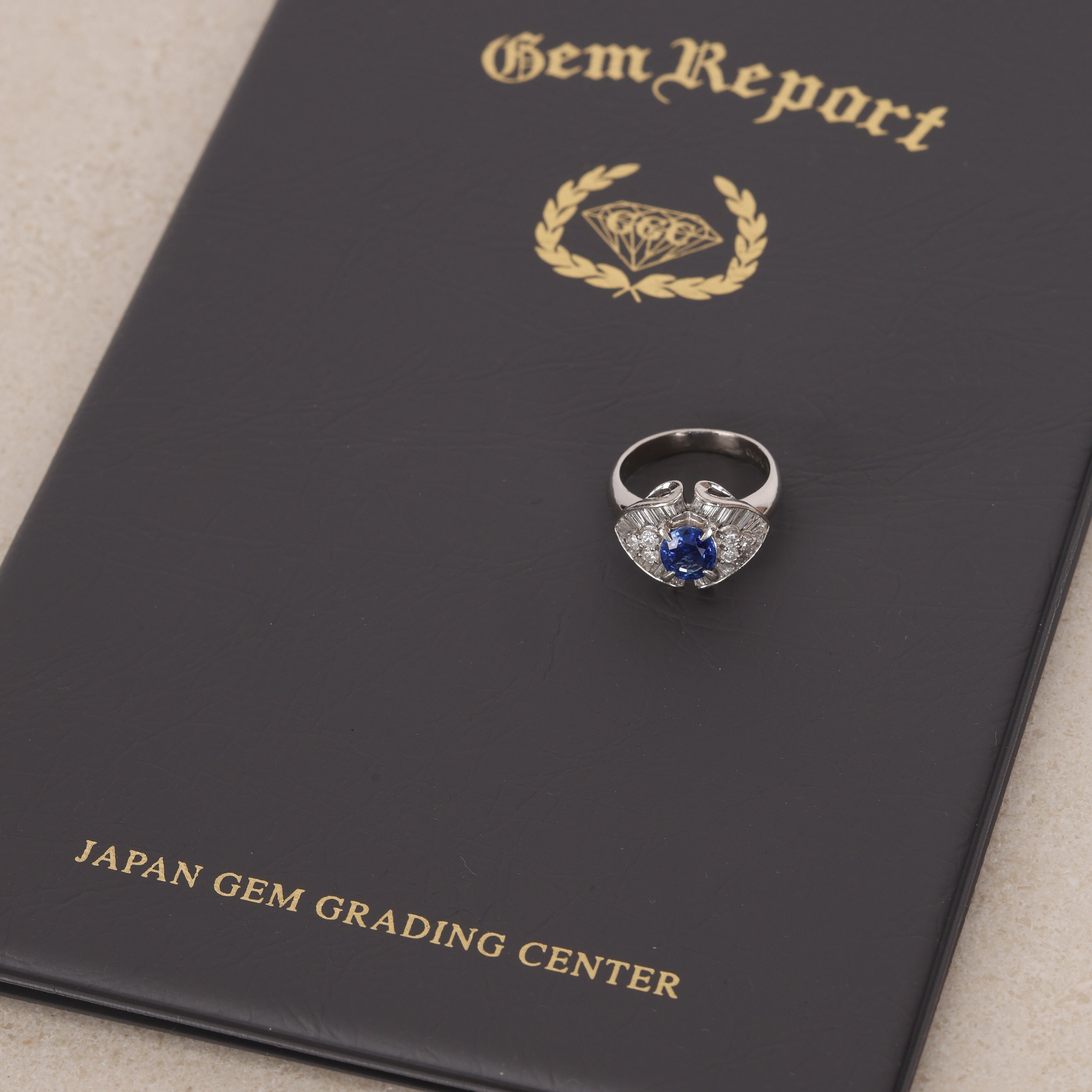 Pt900 Platinum Sapphire and Diamond Ballerina Ring, Size US 5