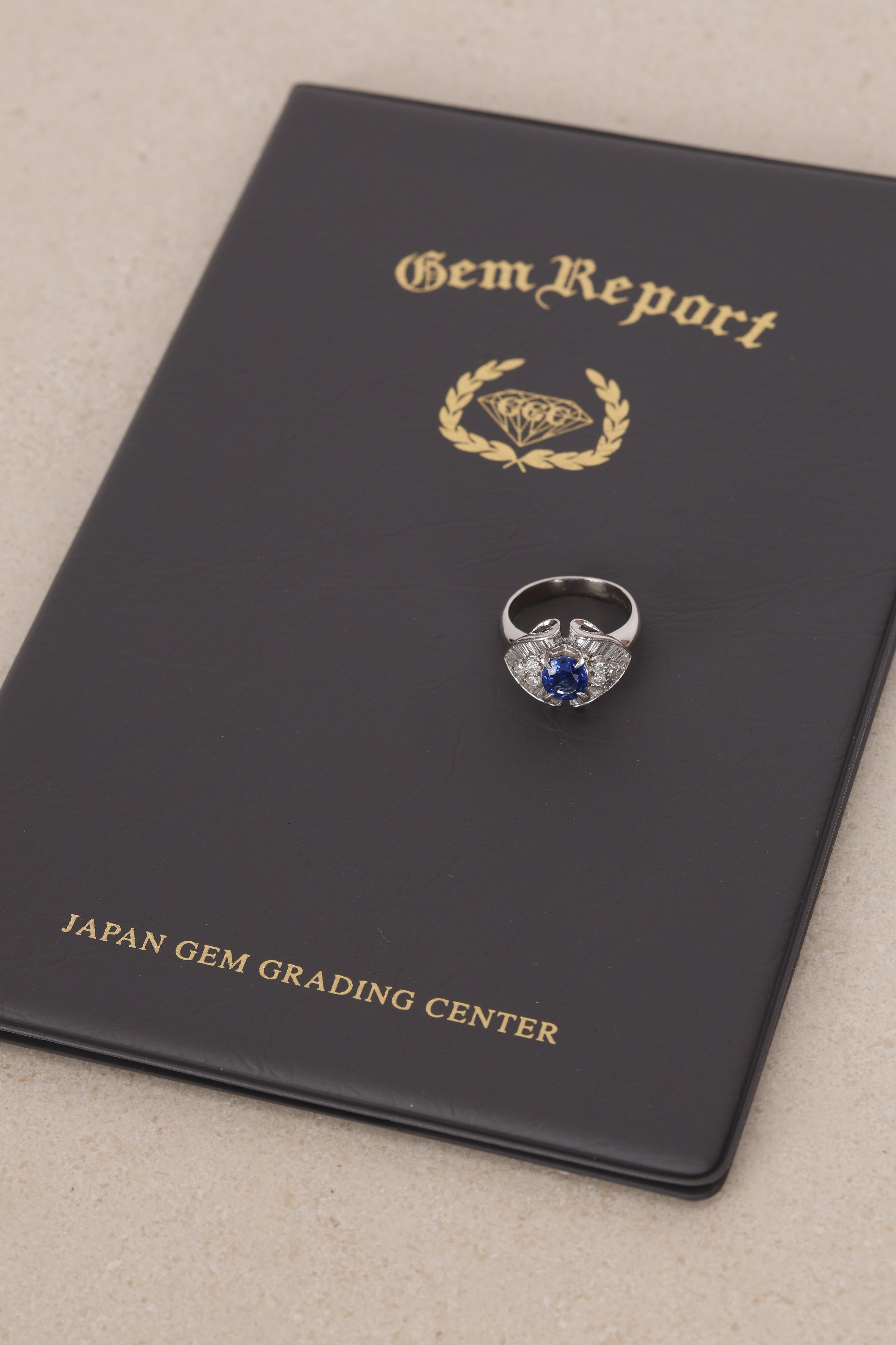 Pt900 Platinum Sapphire and Diamond Ballerina Ring, Size US 5