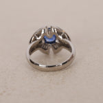 Pt900 Platinum Sapphire and Diamond Ballerina Ring, Size US 5