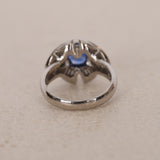 Pt900 Platinum Sapphire and Diamond Ballerina Ring, Size US 5