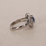 Pt900 Platinum Sapphire and Diamond Ballerina Ring, Size US 5