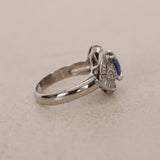 Pt900 Platinum Sapphire and Diamond Ballerina Ring, Size US 5
