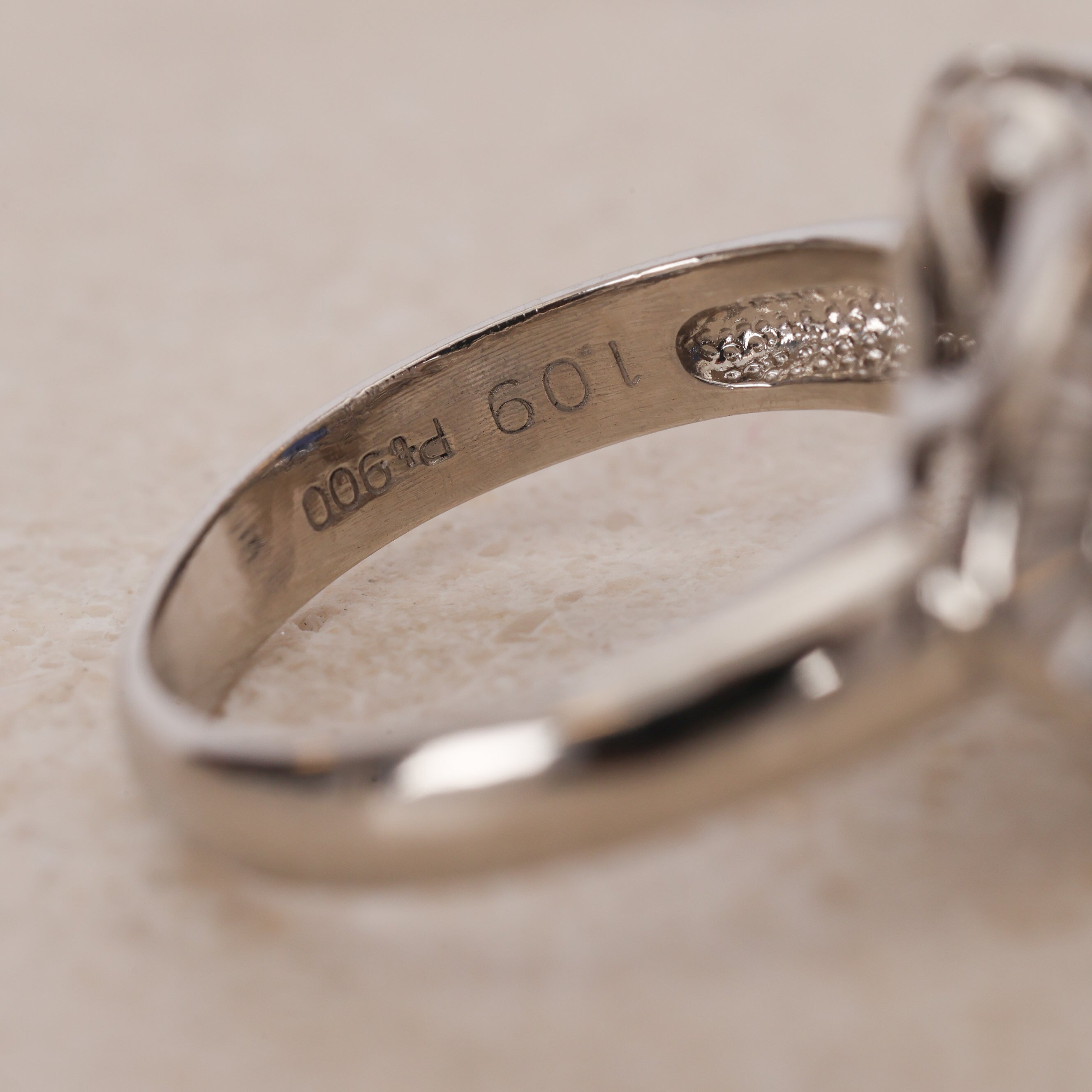 Pt900 Platinum Sapphire and Diamond Ballerina Ring, Size US 5