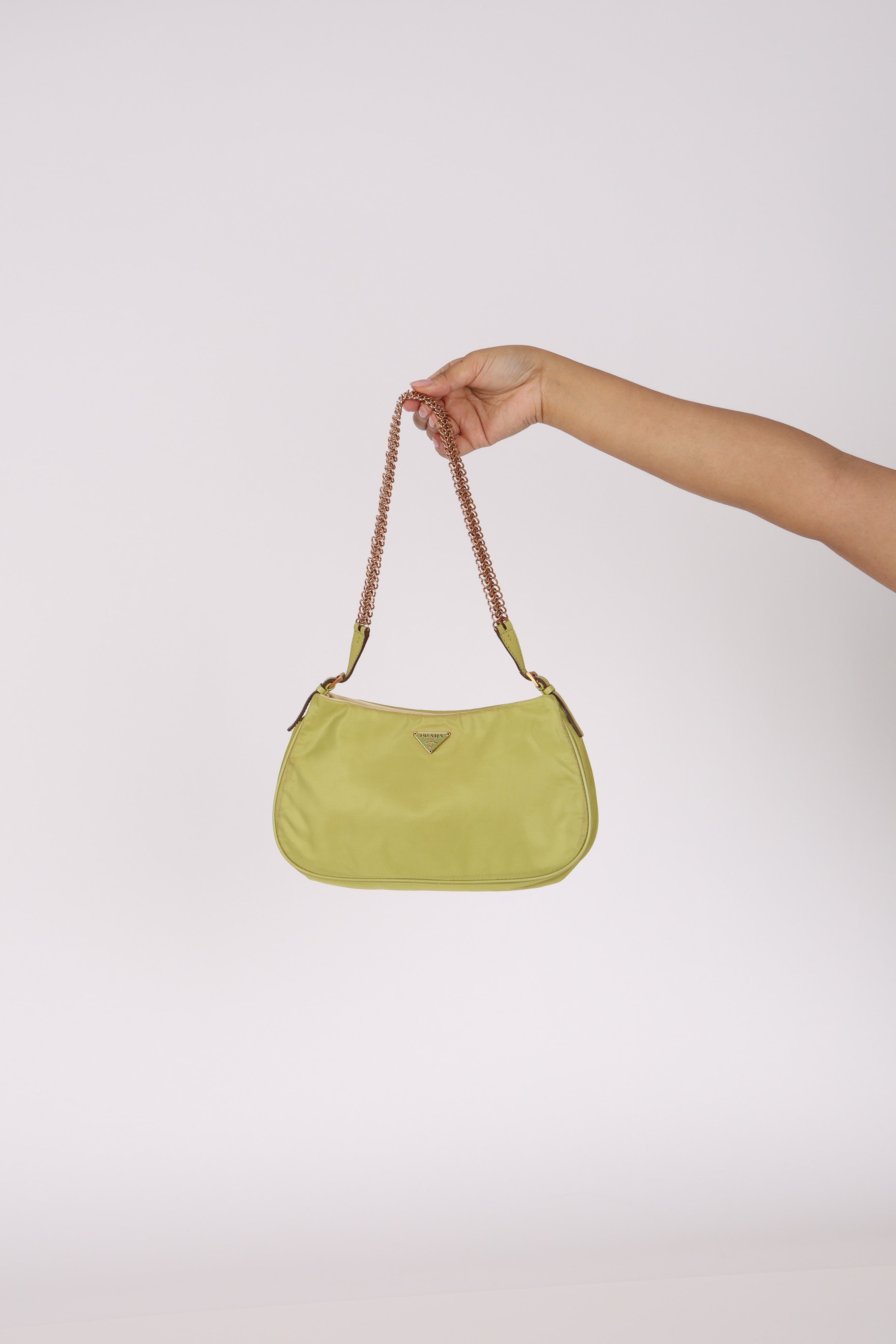 Prada Nylon Lime Shoulder Bag