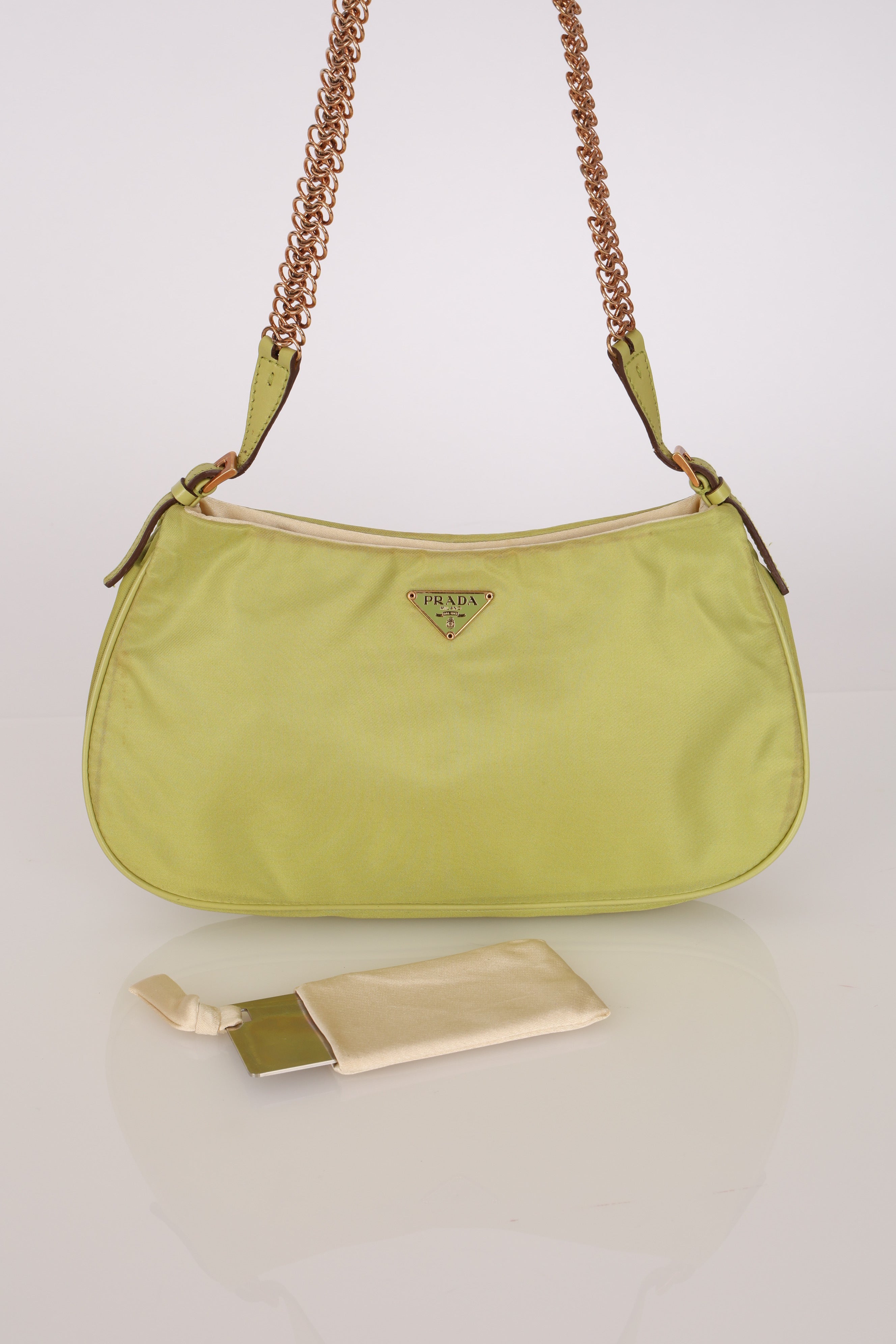 Prada Nylon Lime Shoulder Bag