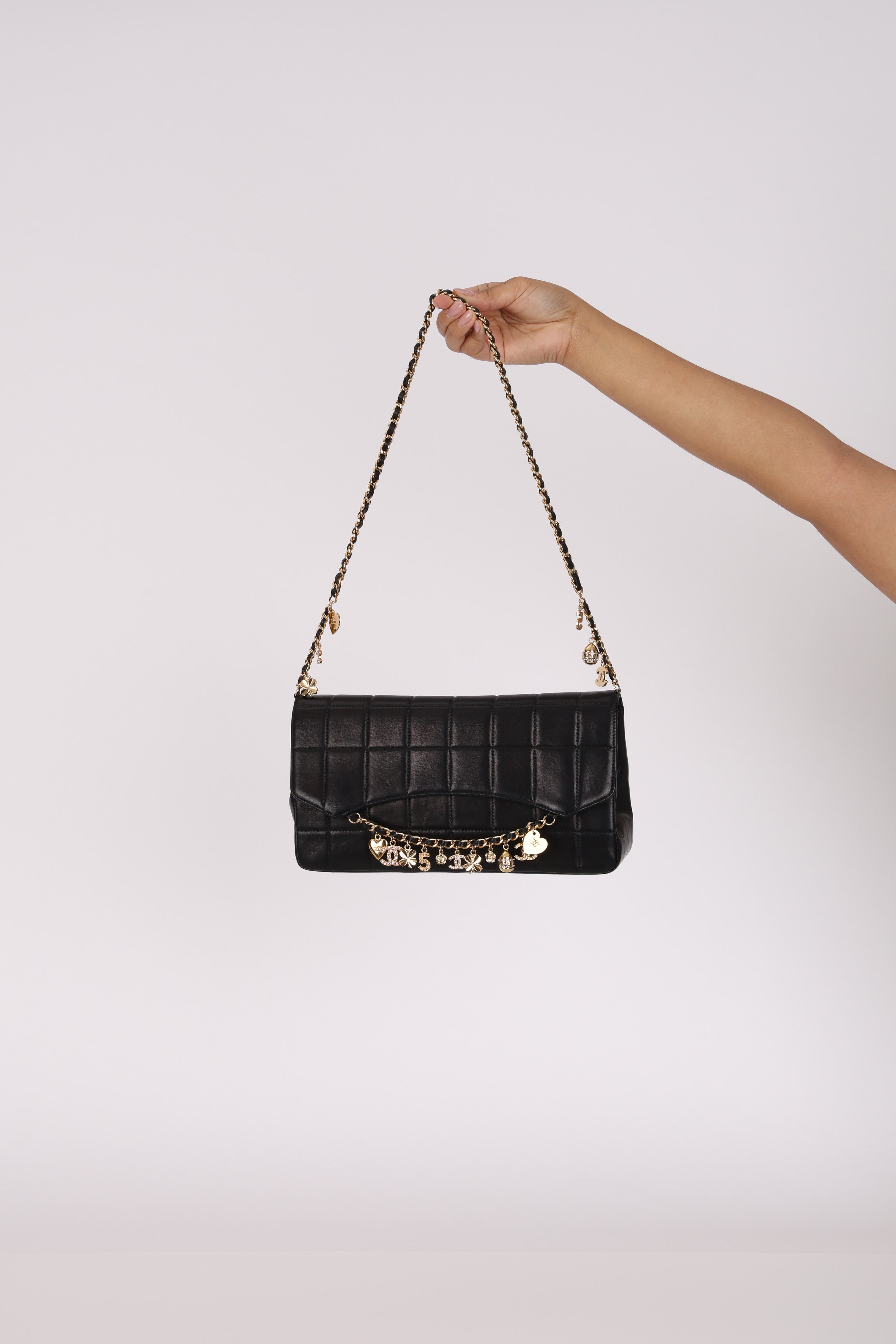 Chanel Chocolate Bar Lucky Charms Shoulder Bag Black Lambskin GHW