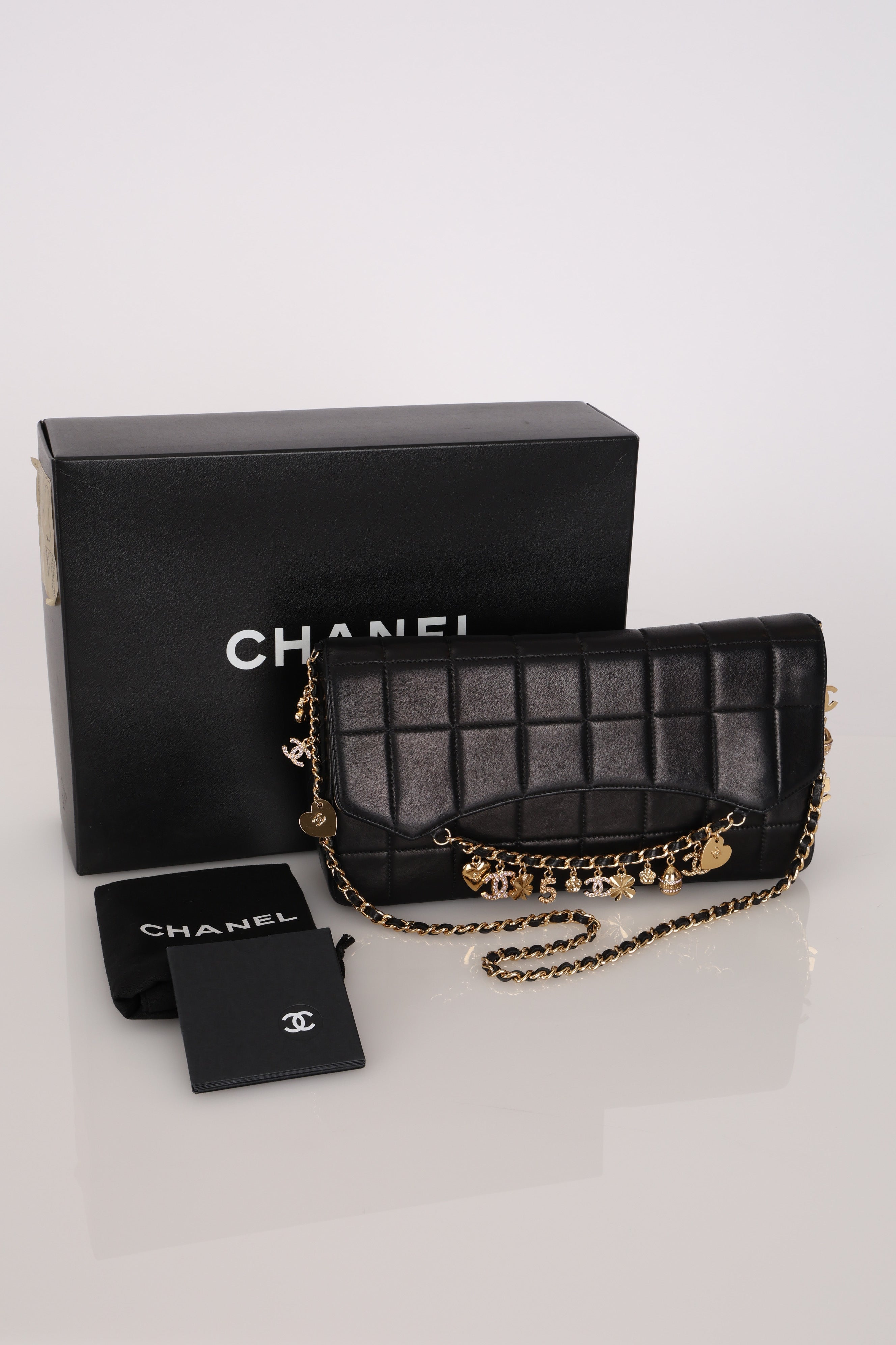 Chanel Chocolate Bar Lucky Charms Shoulder Bag Black Lambskin GHW