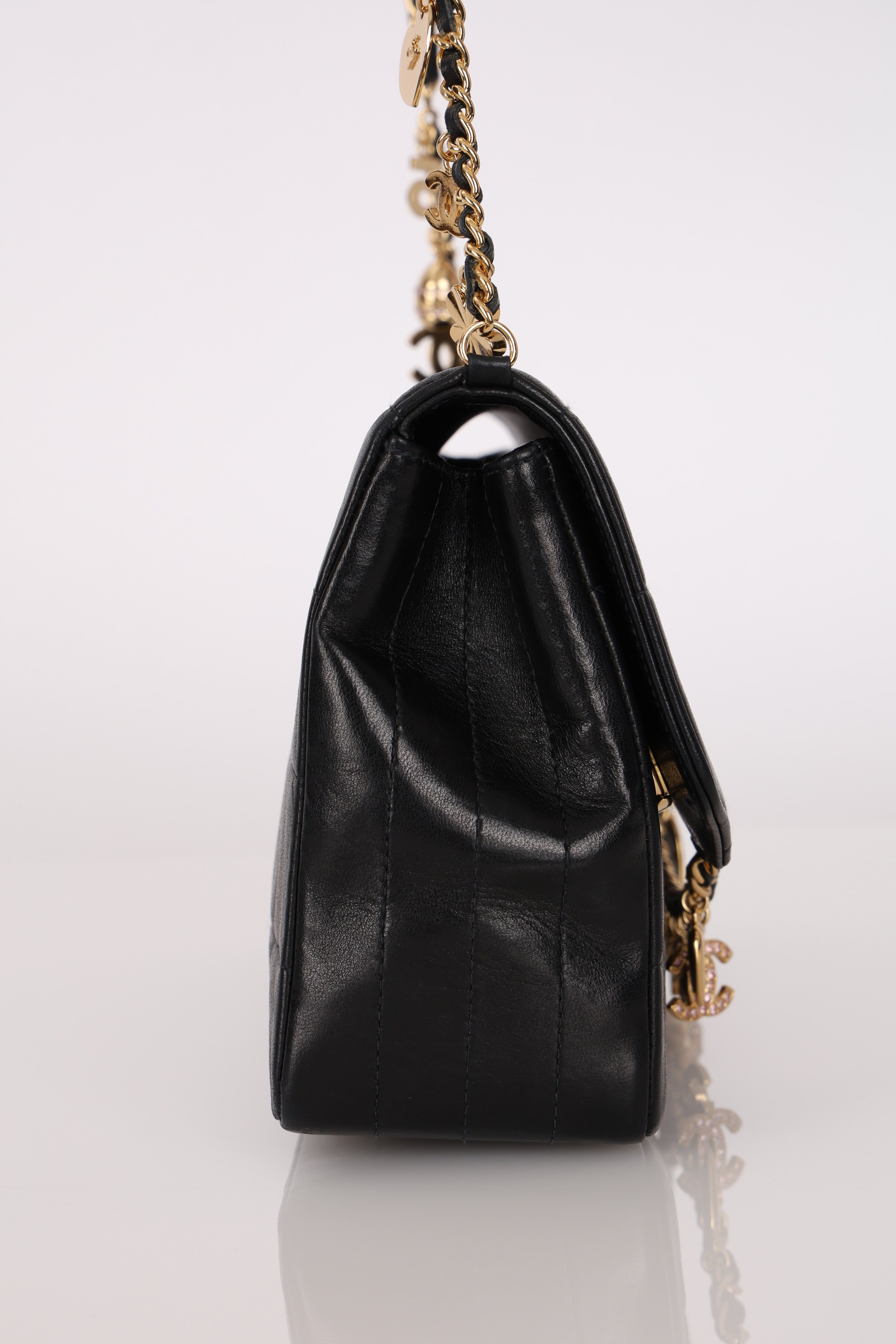 Chanel Chocolate Bar Lucky Charms Shoulder Bag Black Lambskin GHW