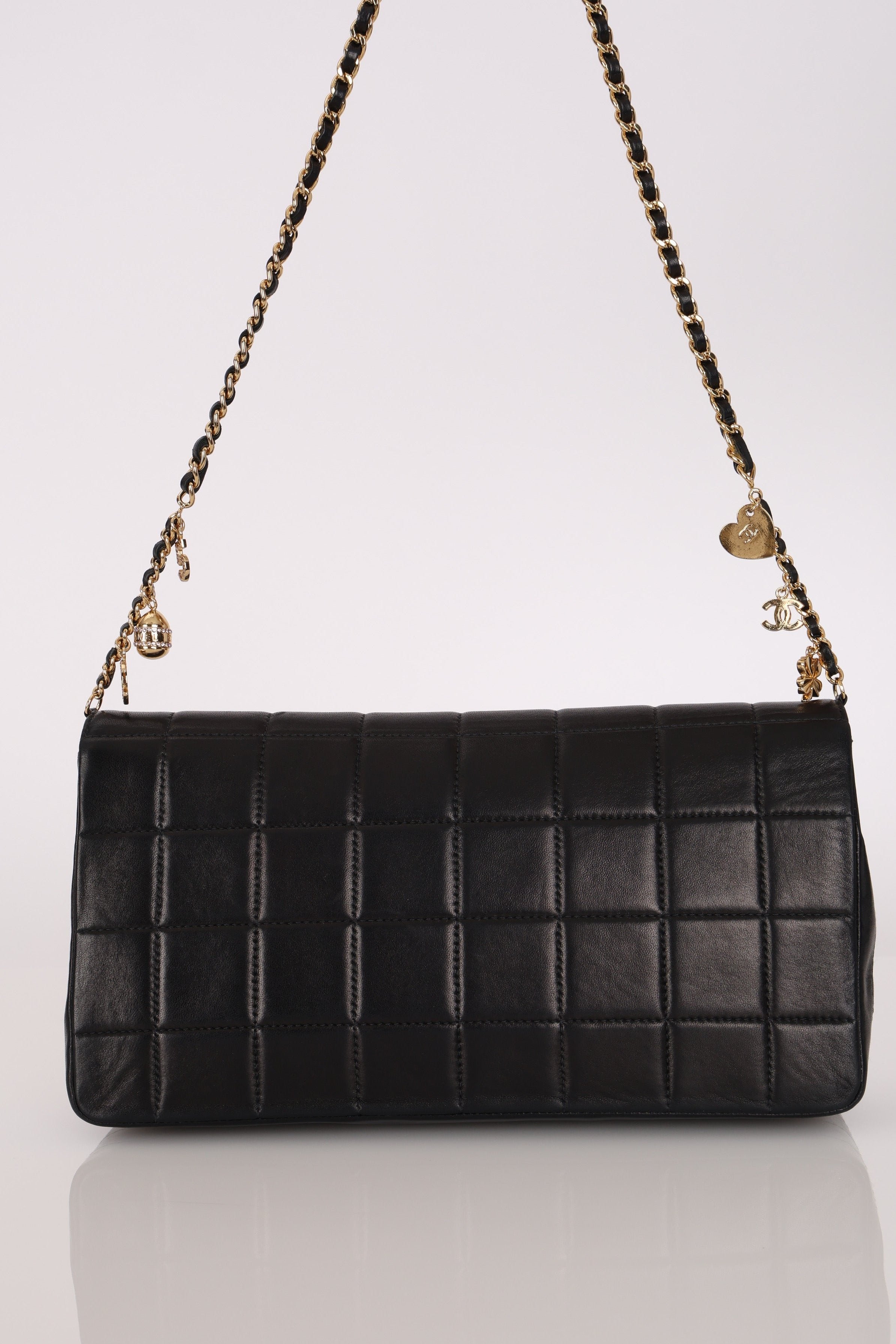 Chanel Chocolate Bar Lucky Charms Shoulder Bag Black Lambskin GHW
