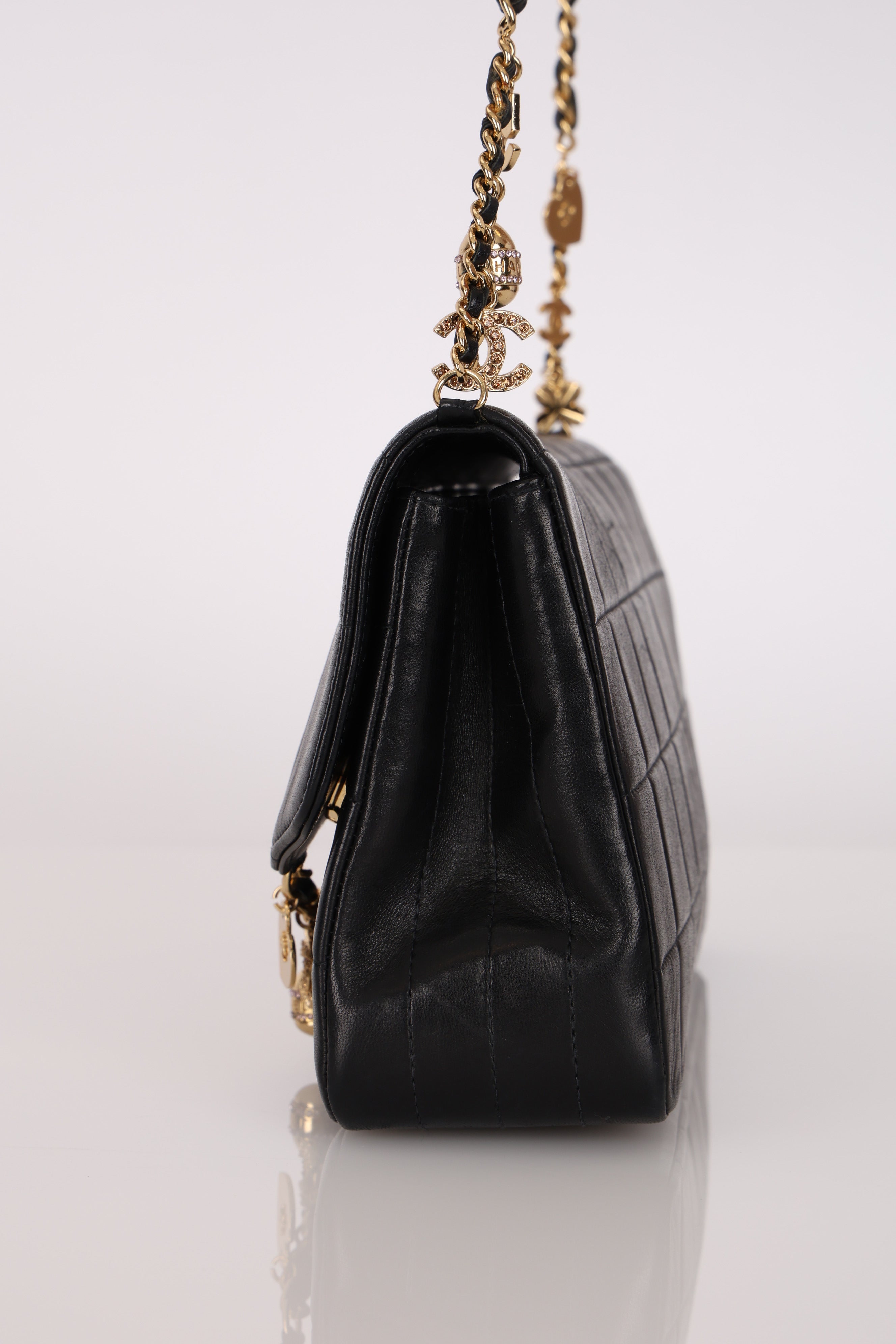 Chanel Chocolate Bar Lucky Charms Shoulder Bag Black Lambskin GHW