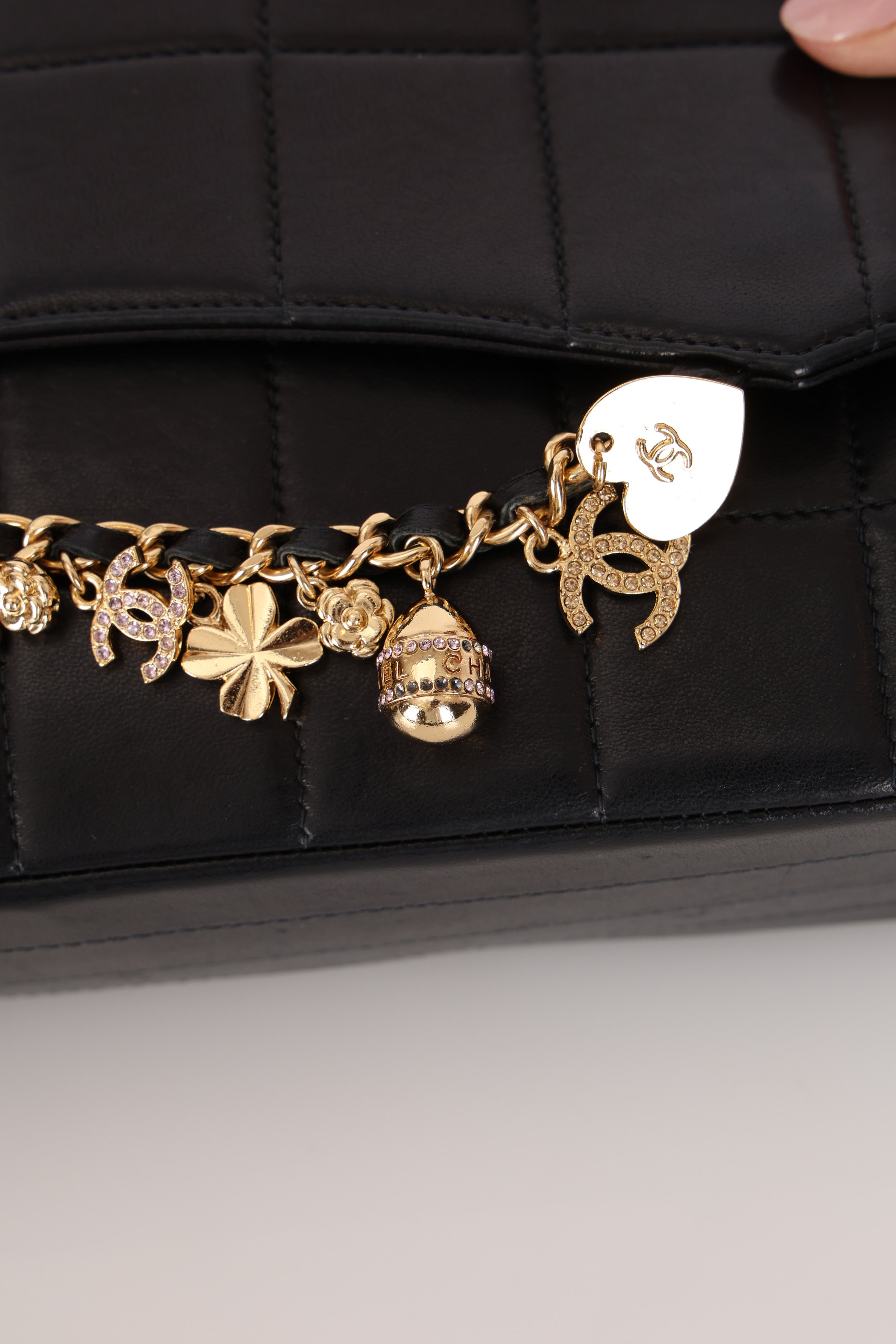Chanel Chocolate Bar Lucky Charms Shoulder Bag Black Lambskin GHW