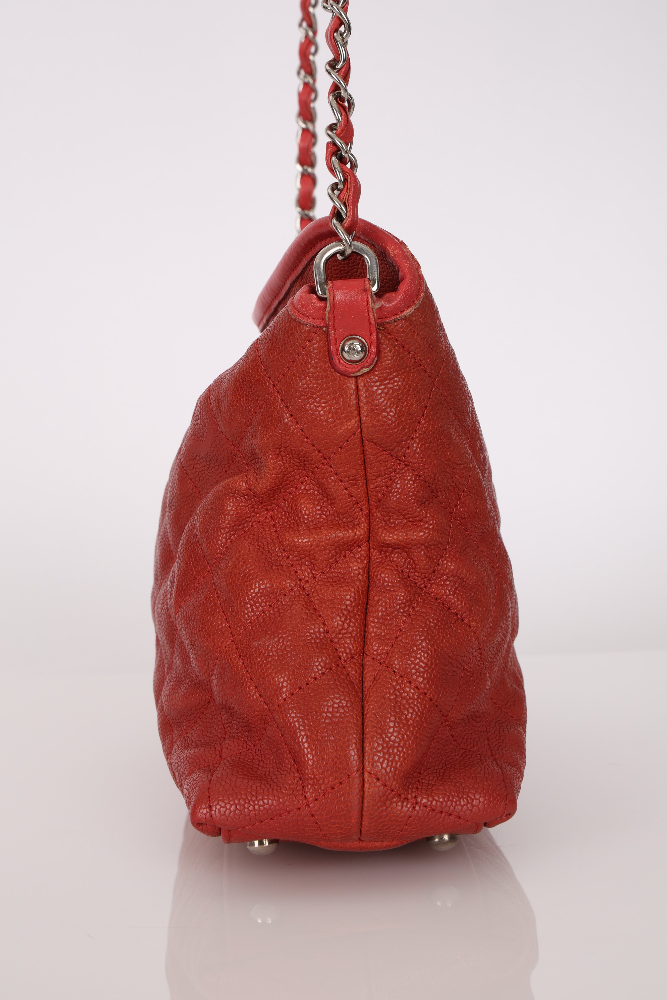 Chanel French Riviera Hobo Red Caviar SHW
