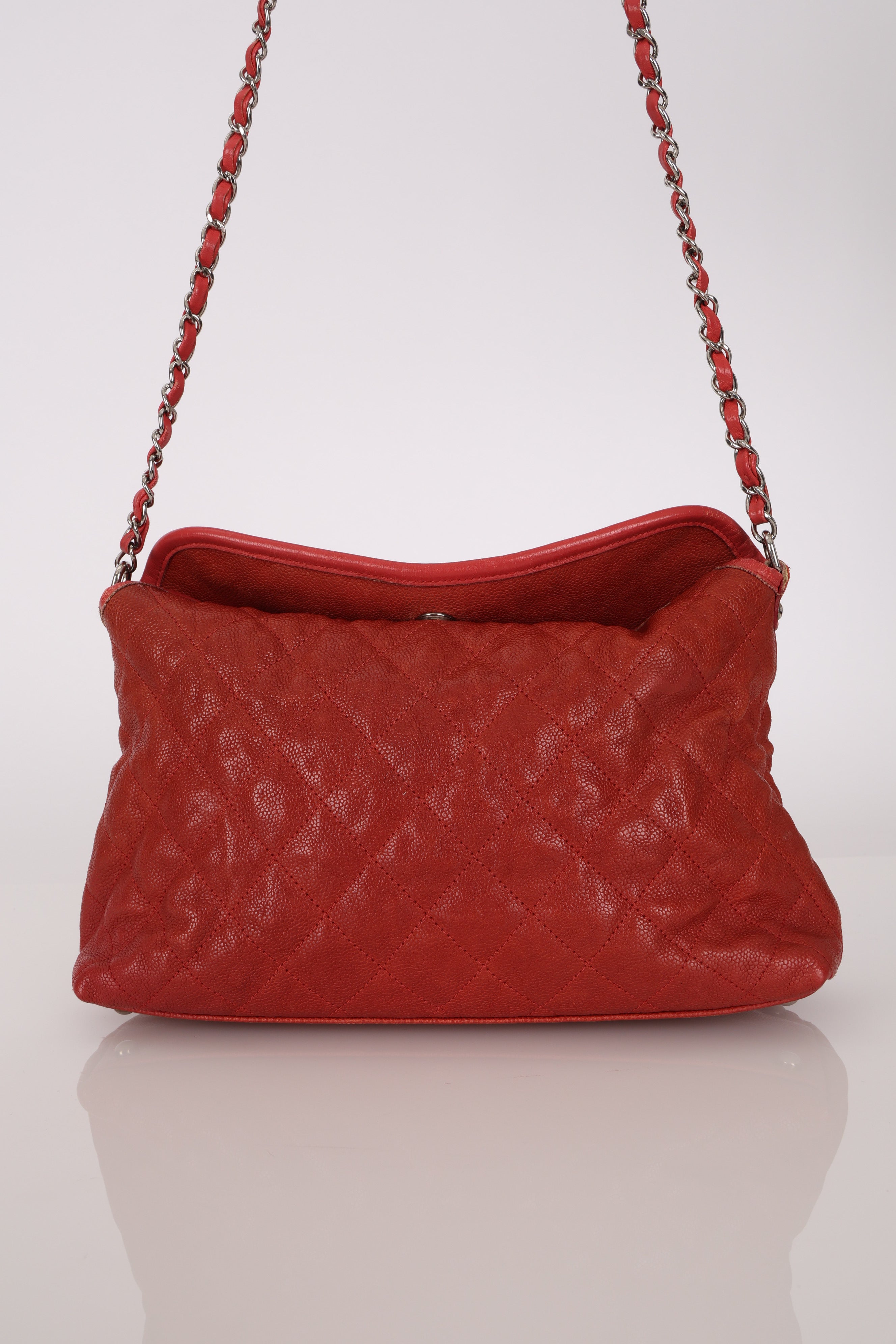 Chanel French Riviera Hobo Red Caviar SHW