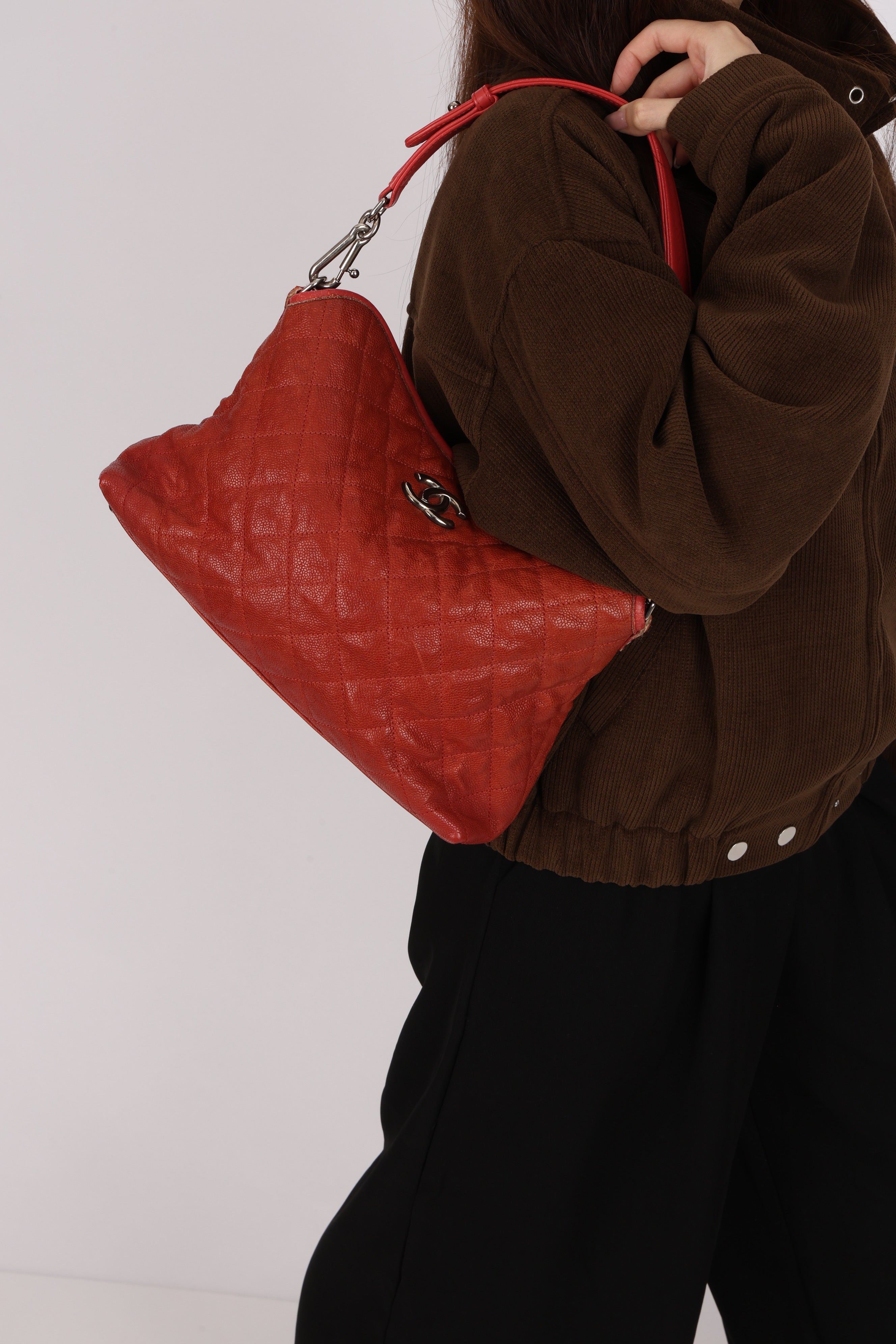 Chanel French Riviera Hobo Red Caviar 2012 SHW