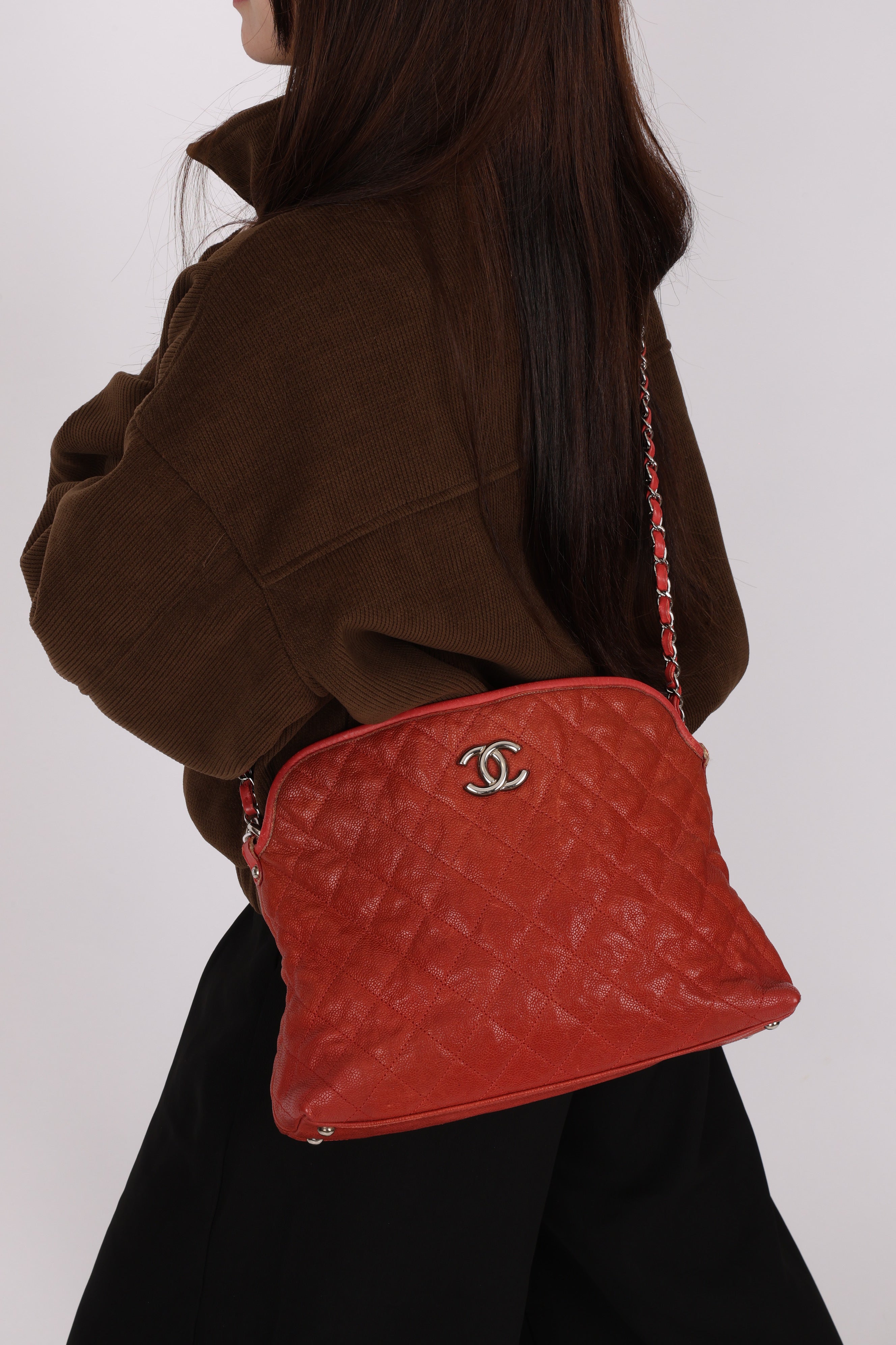 Chanel French Riviera Hobo Red Caviar 2012 SHW