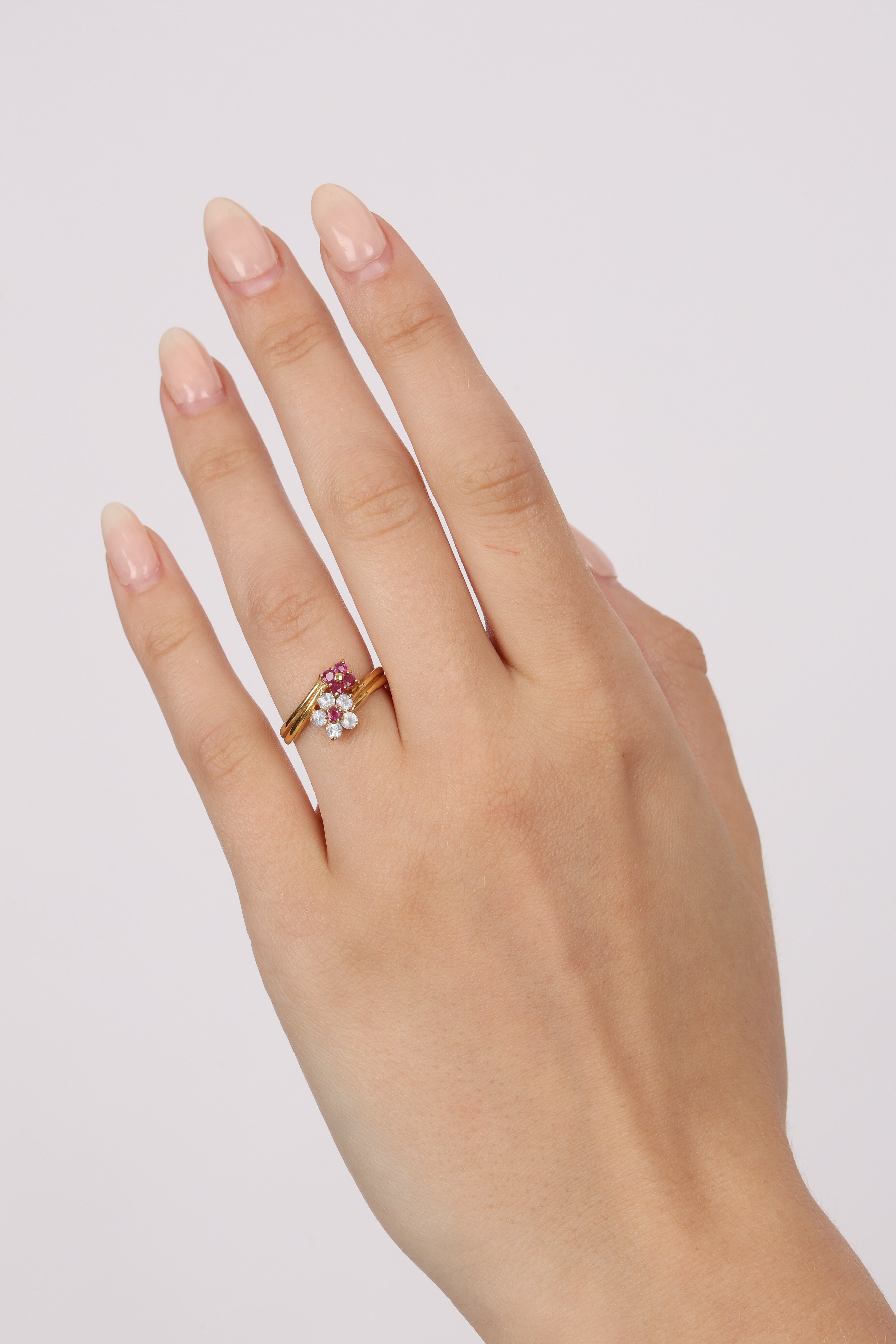 18K Ruby & Sapphire Gold Ring