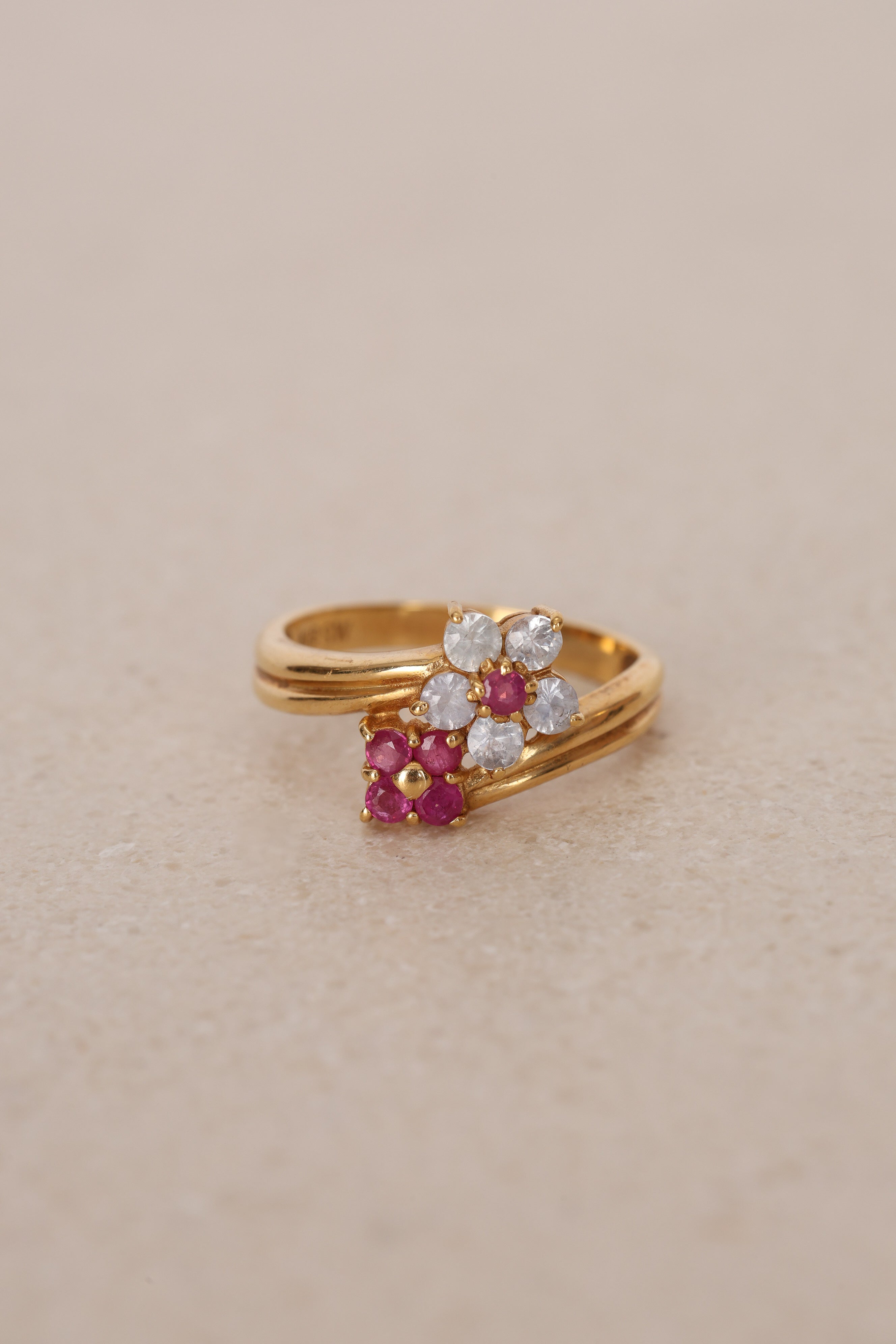 18K Ruby & Sapphire Gold Ring