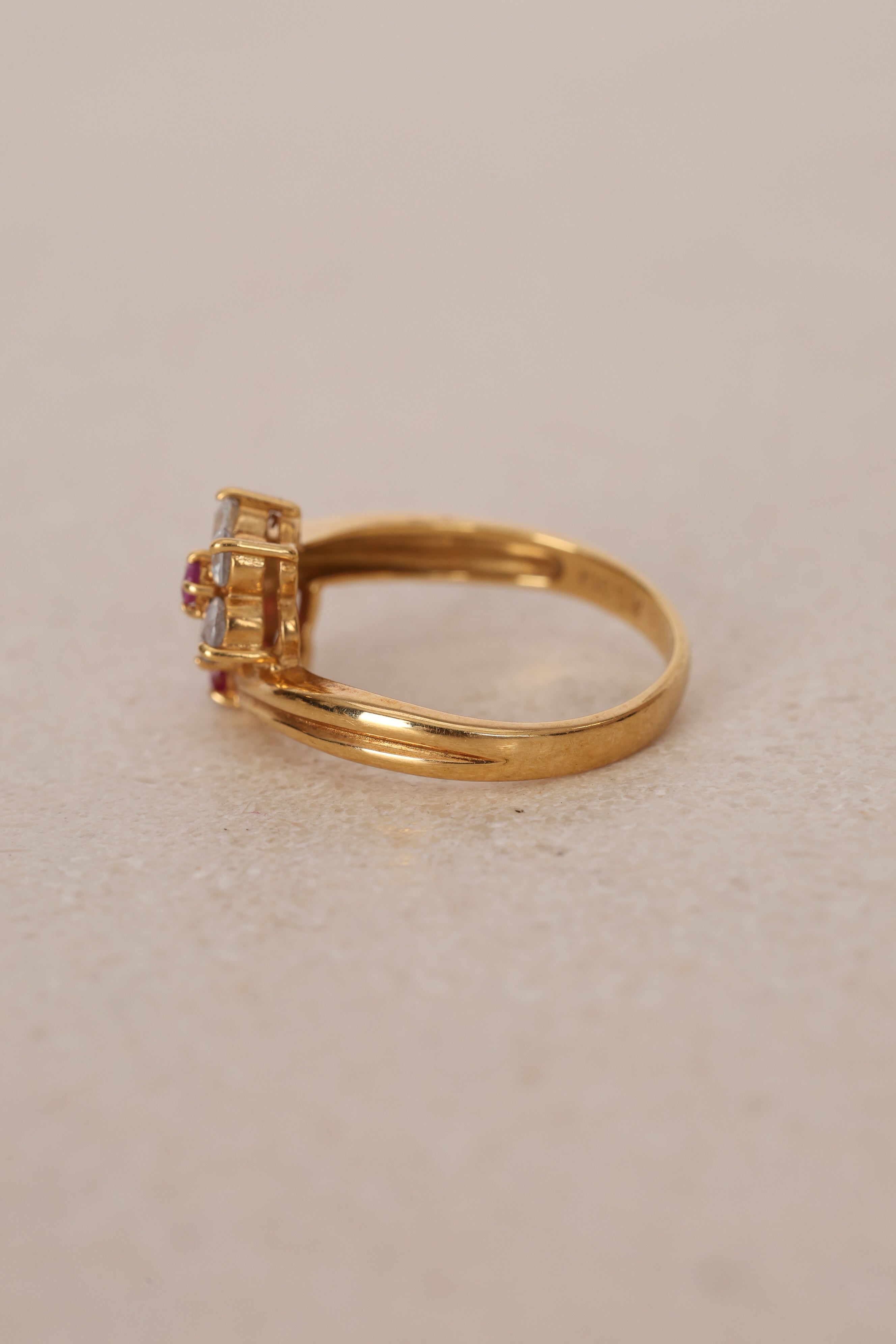 18K Ruby & Sapphire Gold Ring