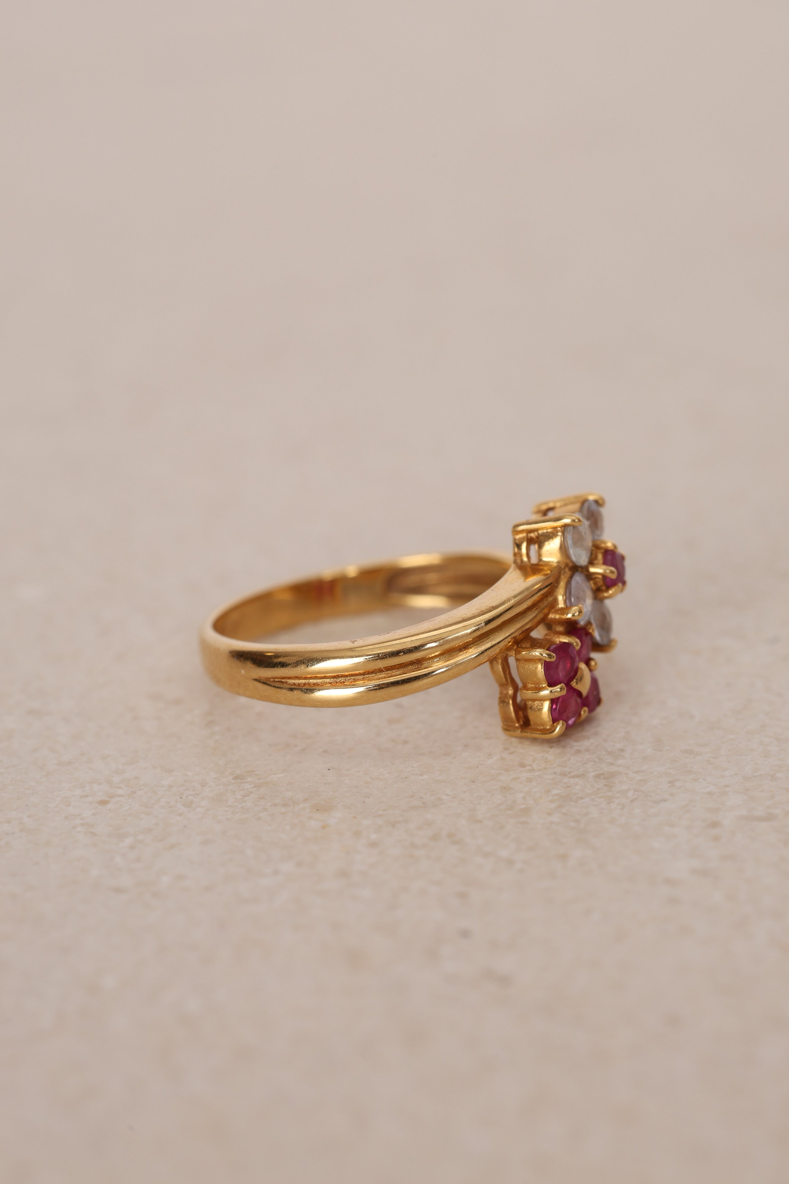 18K Ruby & Sapphire Gold Ring