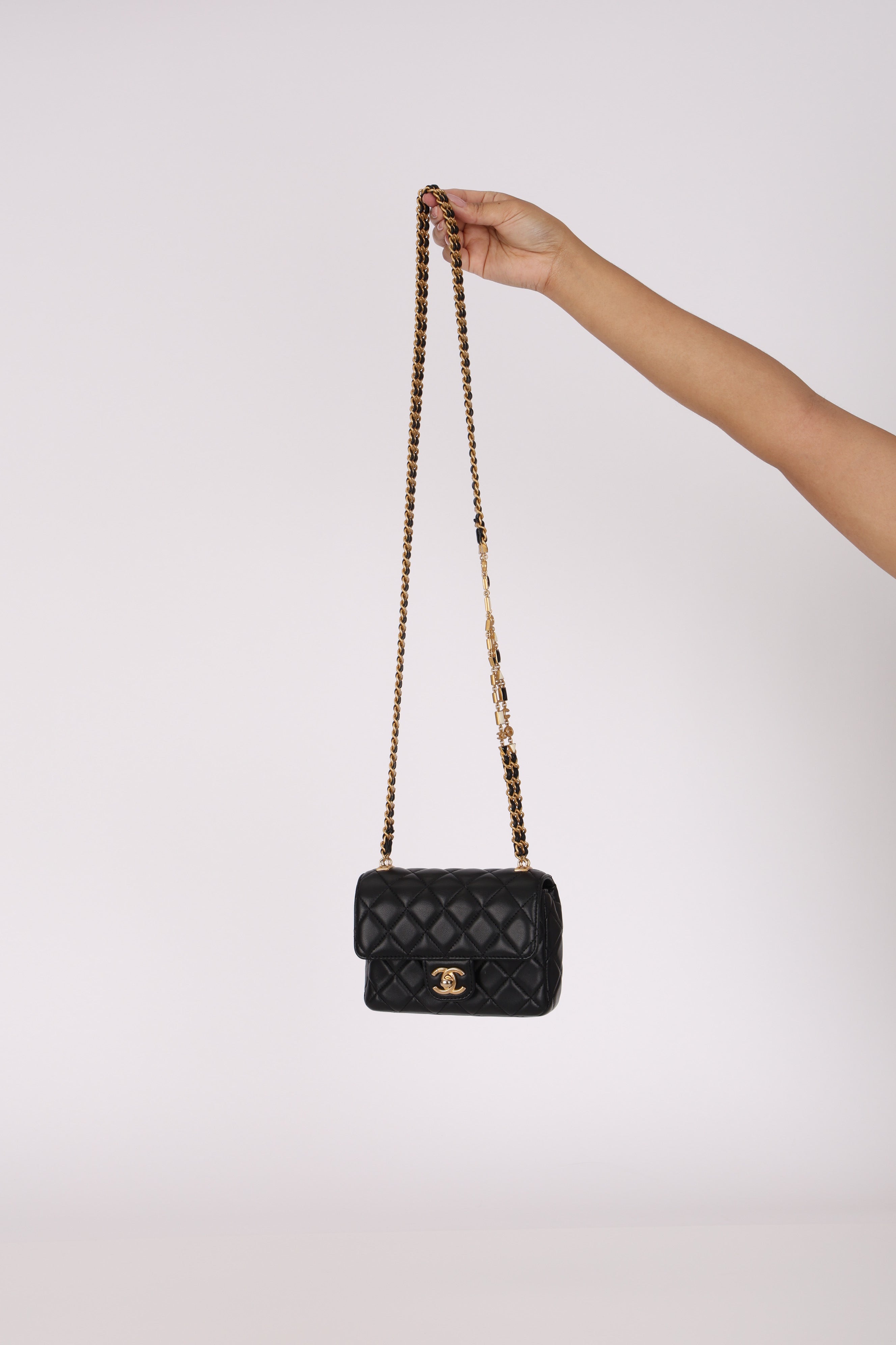 Chanel Mini Square Flap Black Lambskin AGHW