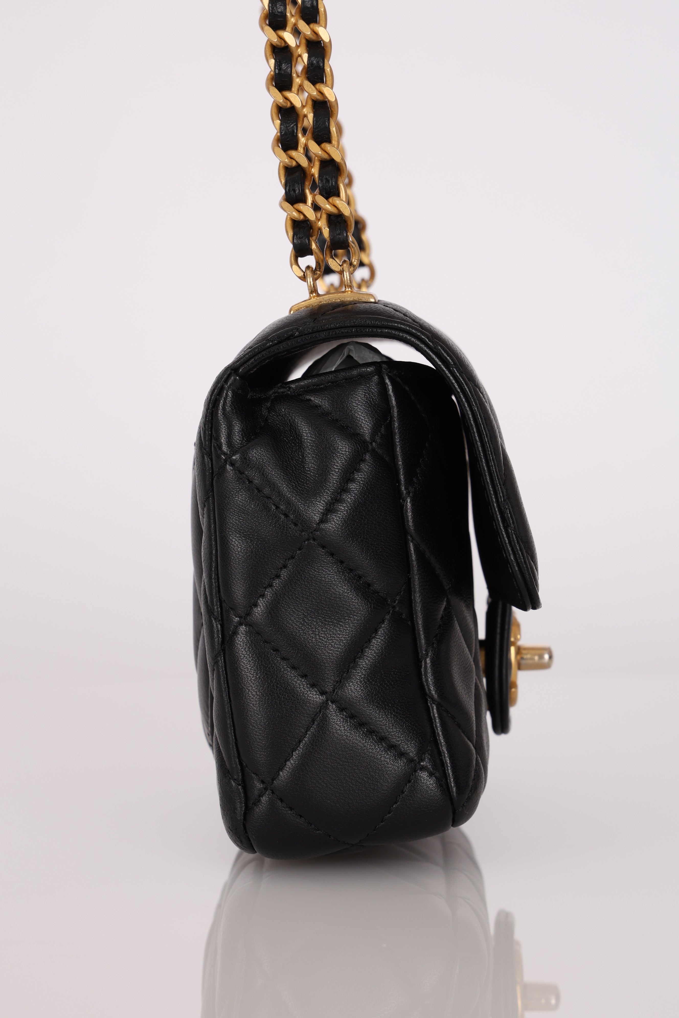Chanel Mini Square Flap Black Lambskin AGHW