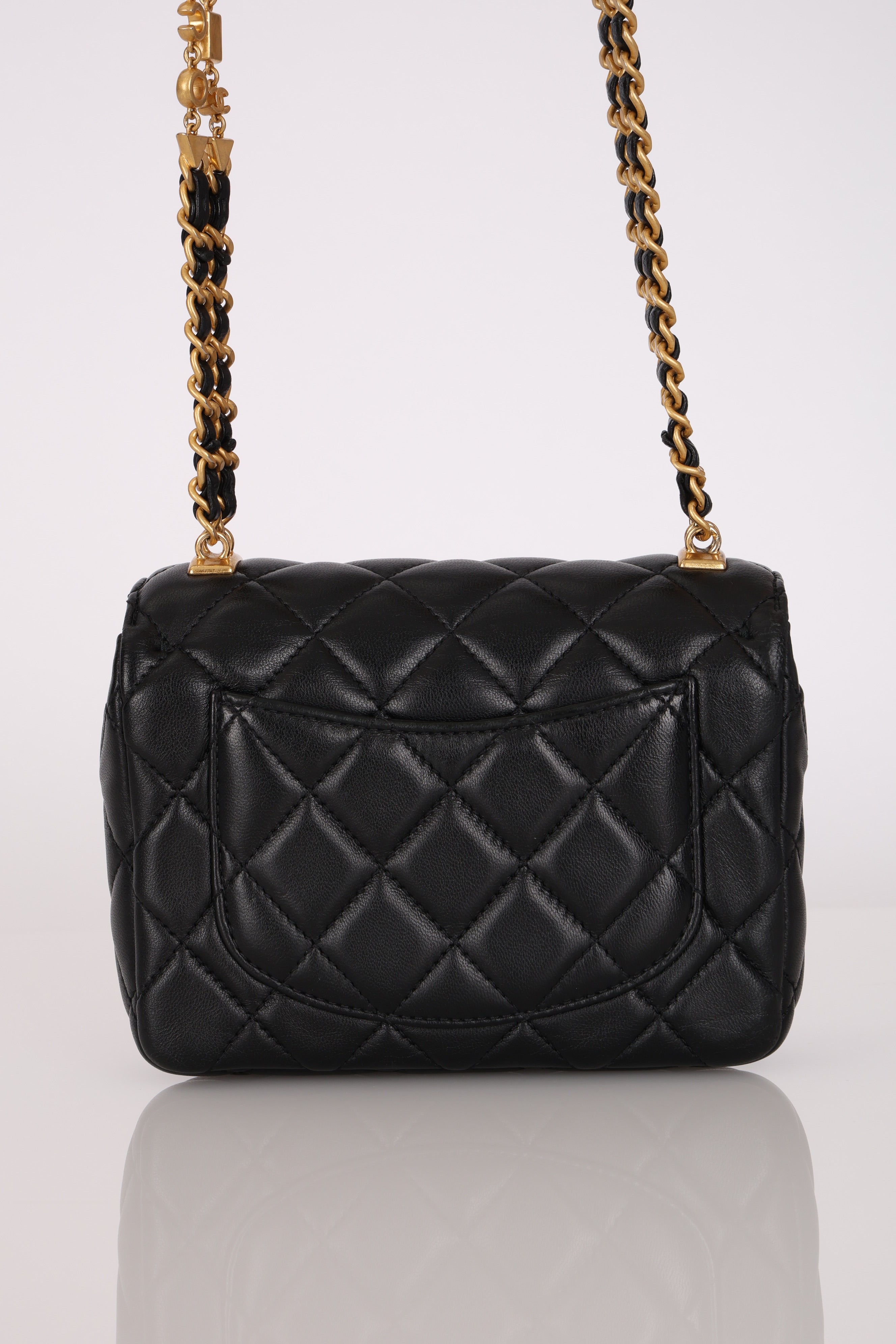 Chanel Mini Square Flap Black Lambskin AGHW