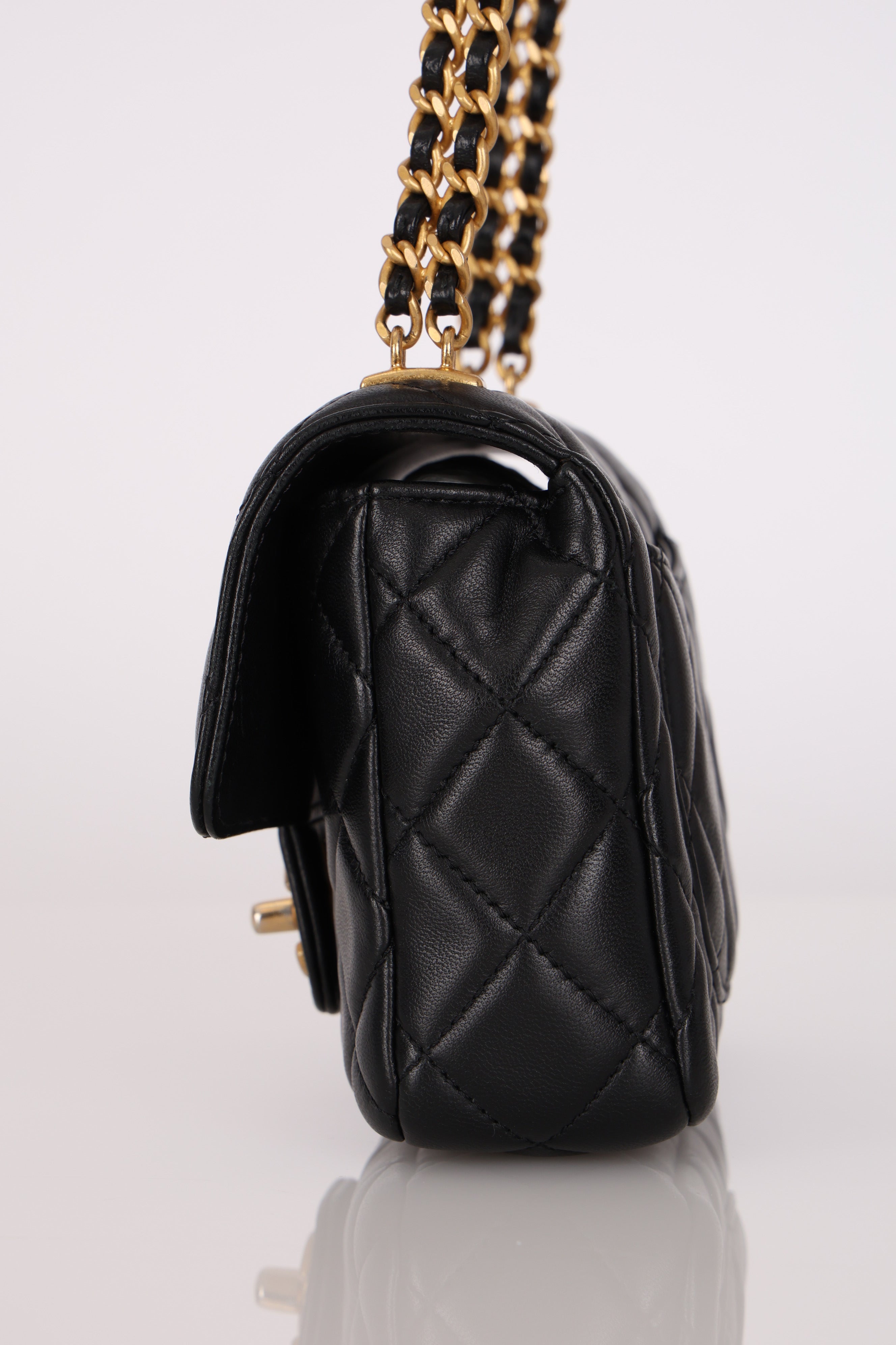 Chanel Mini Square Flap Black Lambskin AGHW