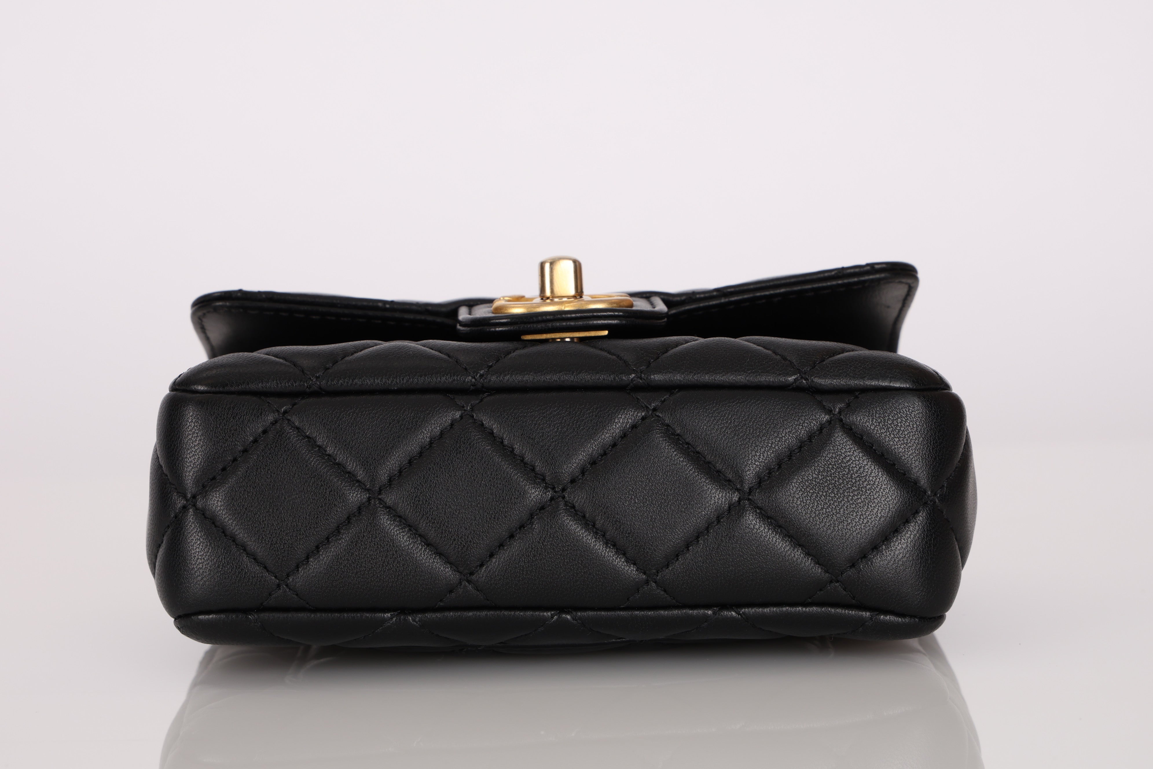 Chanel Mini Square Flap Black Lambskin AGHW