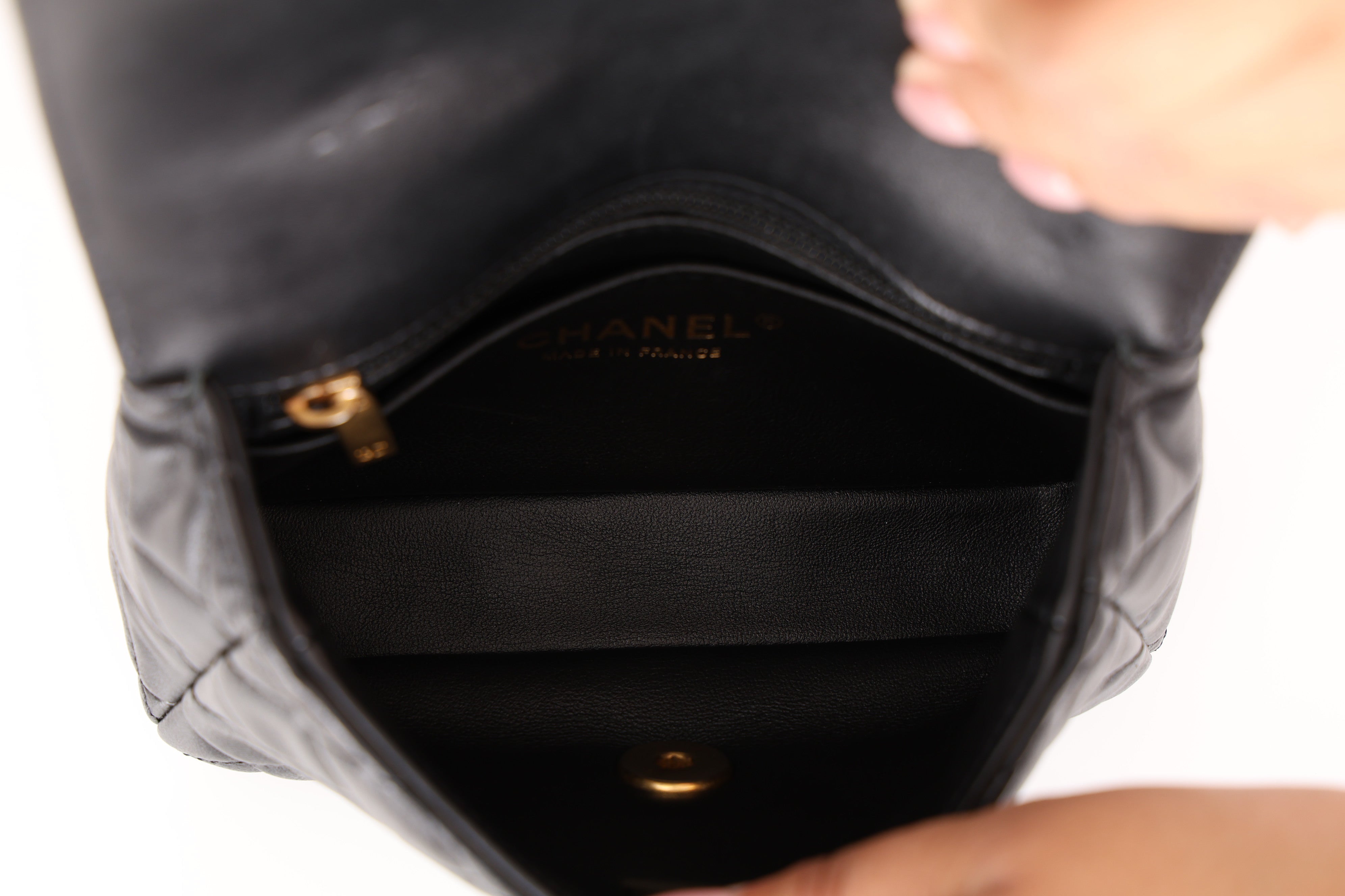 Chanel Mini Square Flap Black Lambskin AGHW