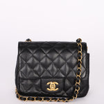 Rare Chanel Mini Square Flap Black Caviar 2010s GHW