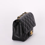 Rare Chanel Mini Square Flap Black Caviar 2010s GHW