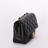 Rare Chanel Mini Square Flap Black Caviar 2010s GHW