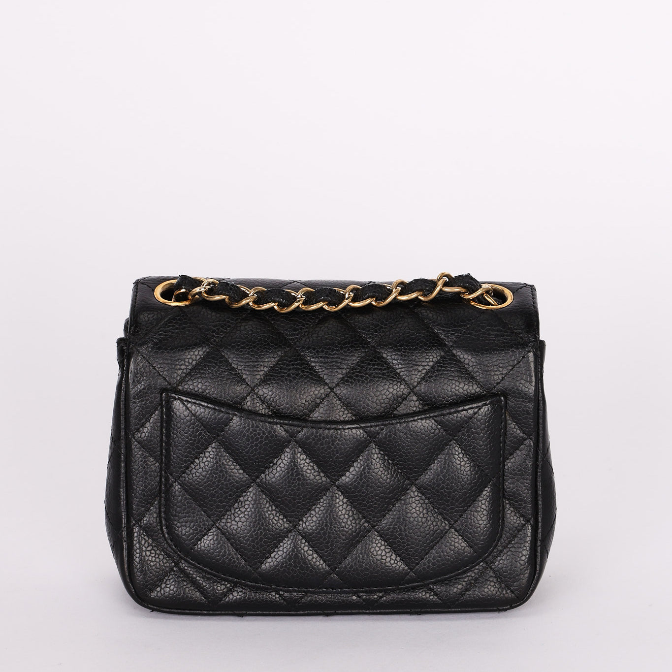 Rare Chanel Mini Square Flap Black Caviar 2010s GHW