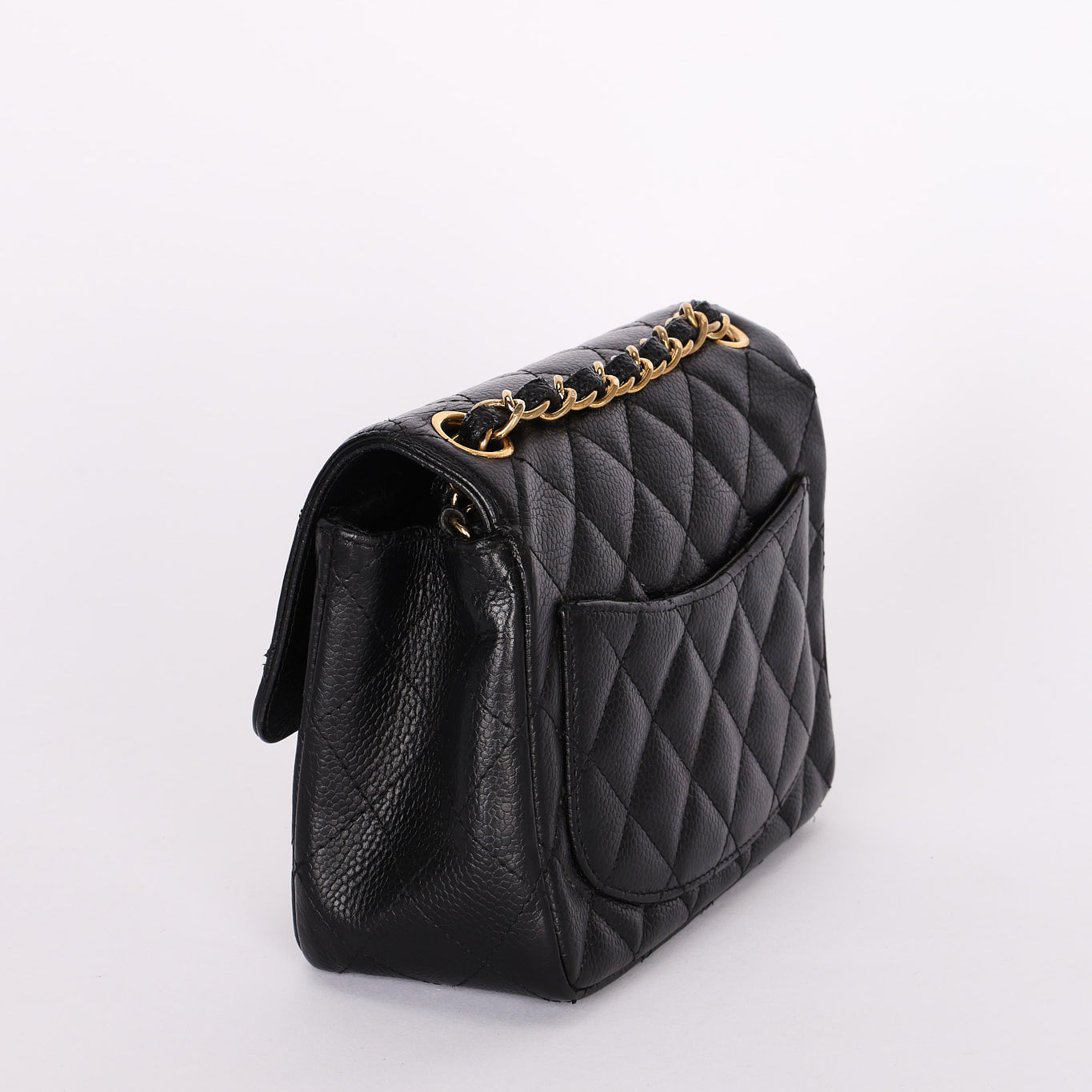 Rare Chanel Mini Square Flap Black Caviar 2010s GHW