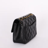 Rare Chanel Mini Square Flap Black Caviar 2010s GHW