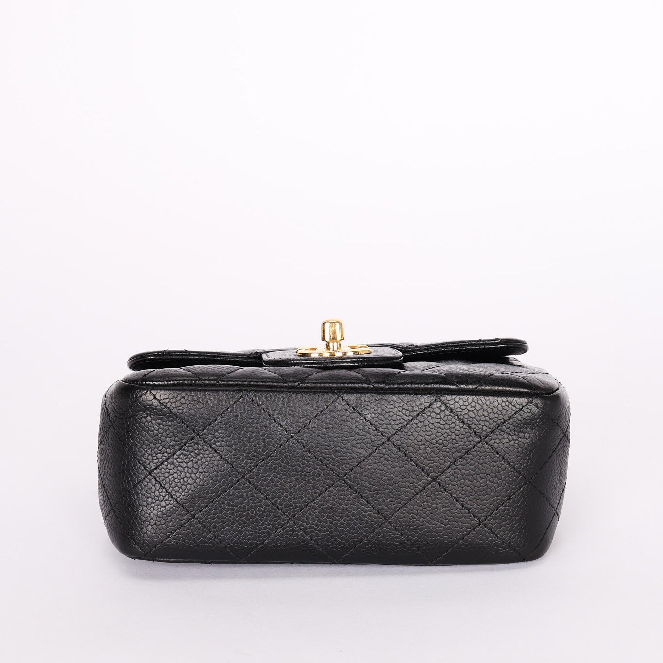 Rare Chanel Mini Square Flap Black Caviar 2010s GHW