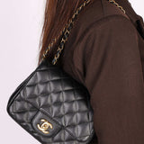 Rare Chanel Mini Square Flap Black Caviar 2010s GHW