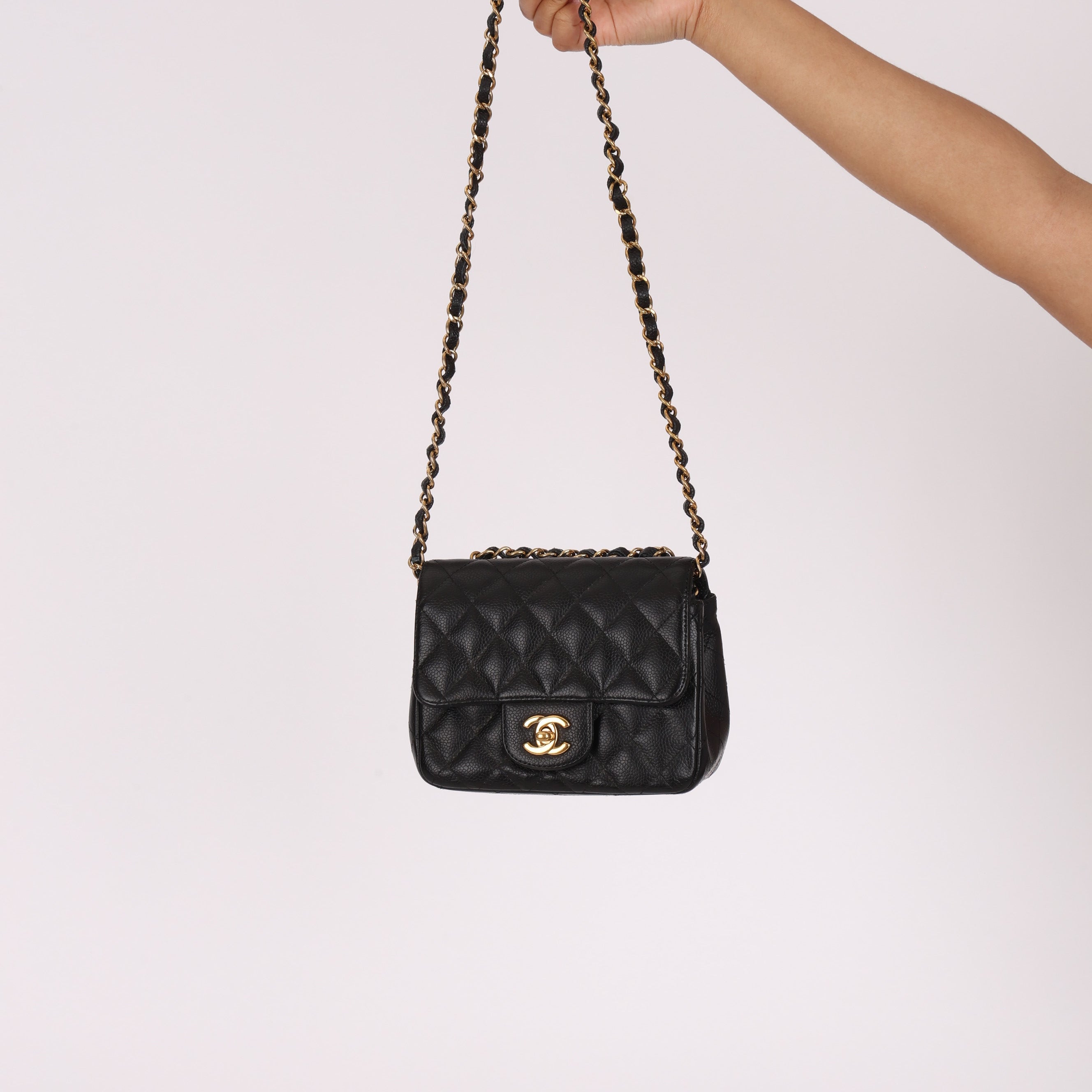 Chanel Mini Square Flap Black Caviar GHW