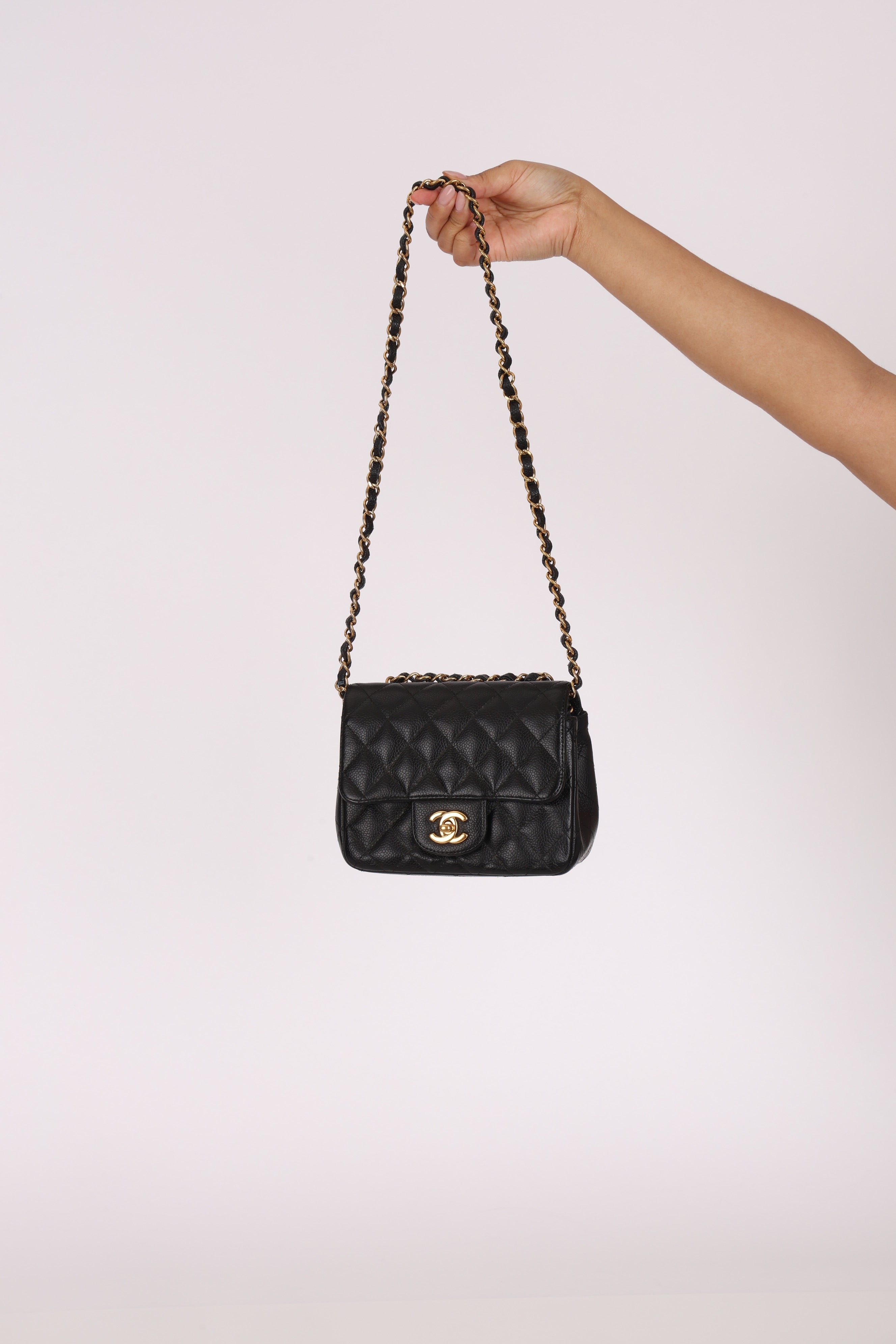 Chanel Mini Square Flap Black Caviar GHW