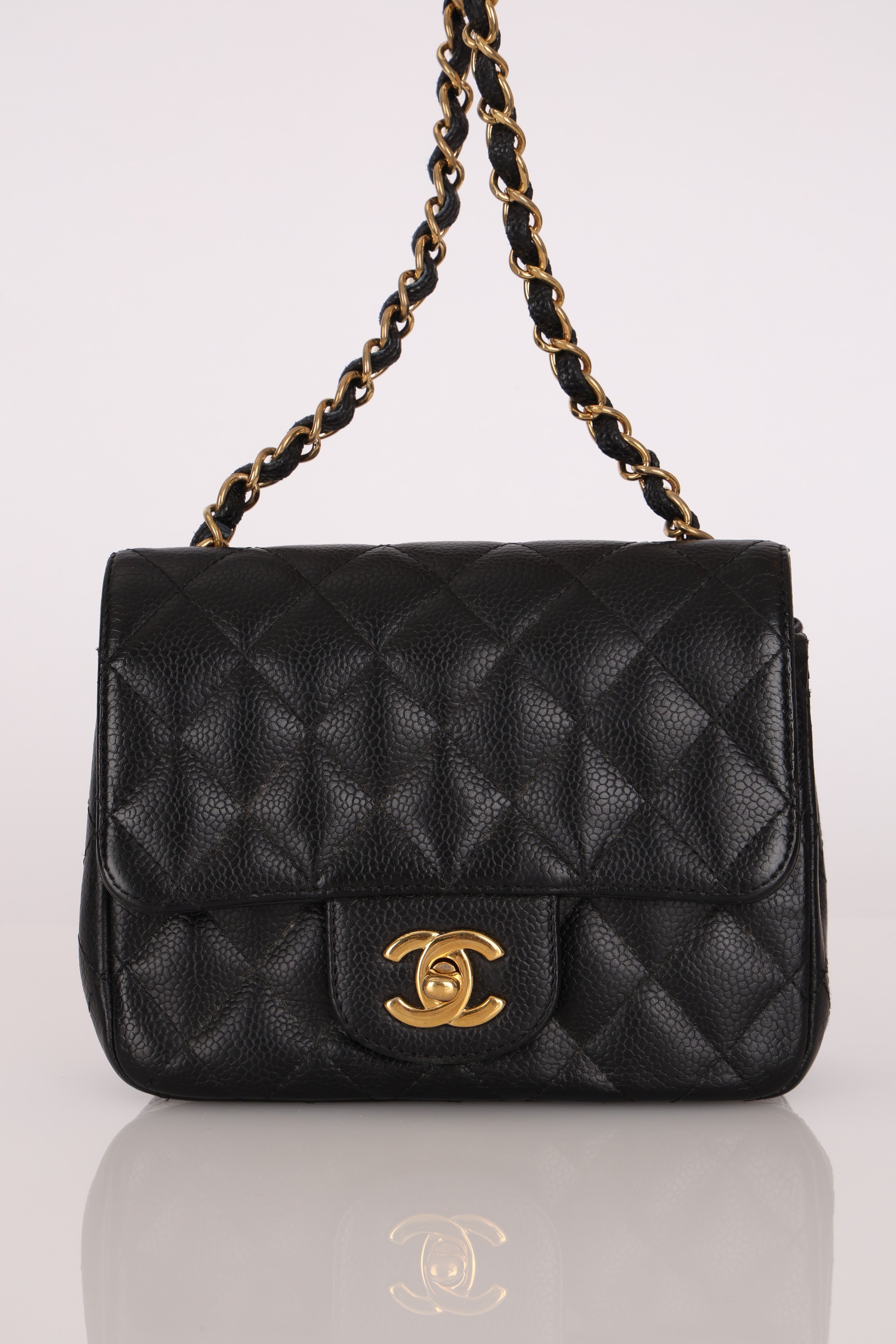 Chanel Mini Square Flap Black Caviar GHW
