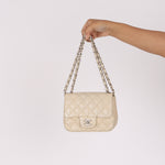 Rare Chanel Mini Square Flap Pearl White Caviar 2014 BSHW (DONE)
