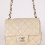Rare Chanel Mini Square Flap Pearl White Caviar 2014 BSHW (DONE)