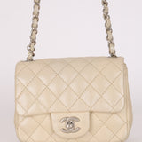 Rare Chanel Mini Square Flap Pearl White Caviar 2014 BSHW (DONE)